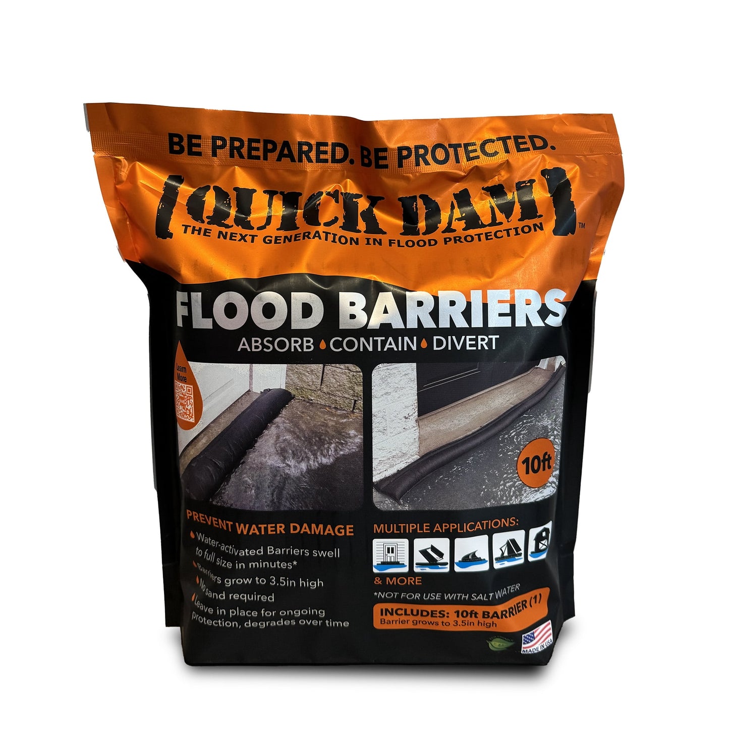 Quick Dam 10ft Water Activated Flood Barrier 1/pack