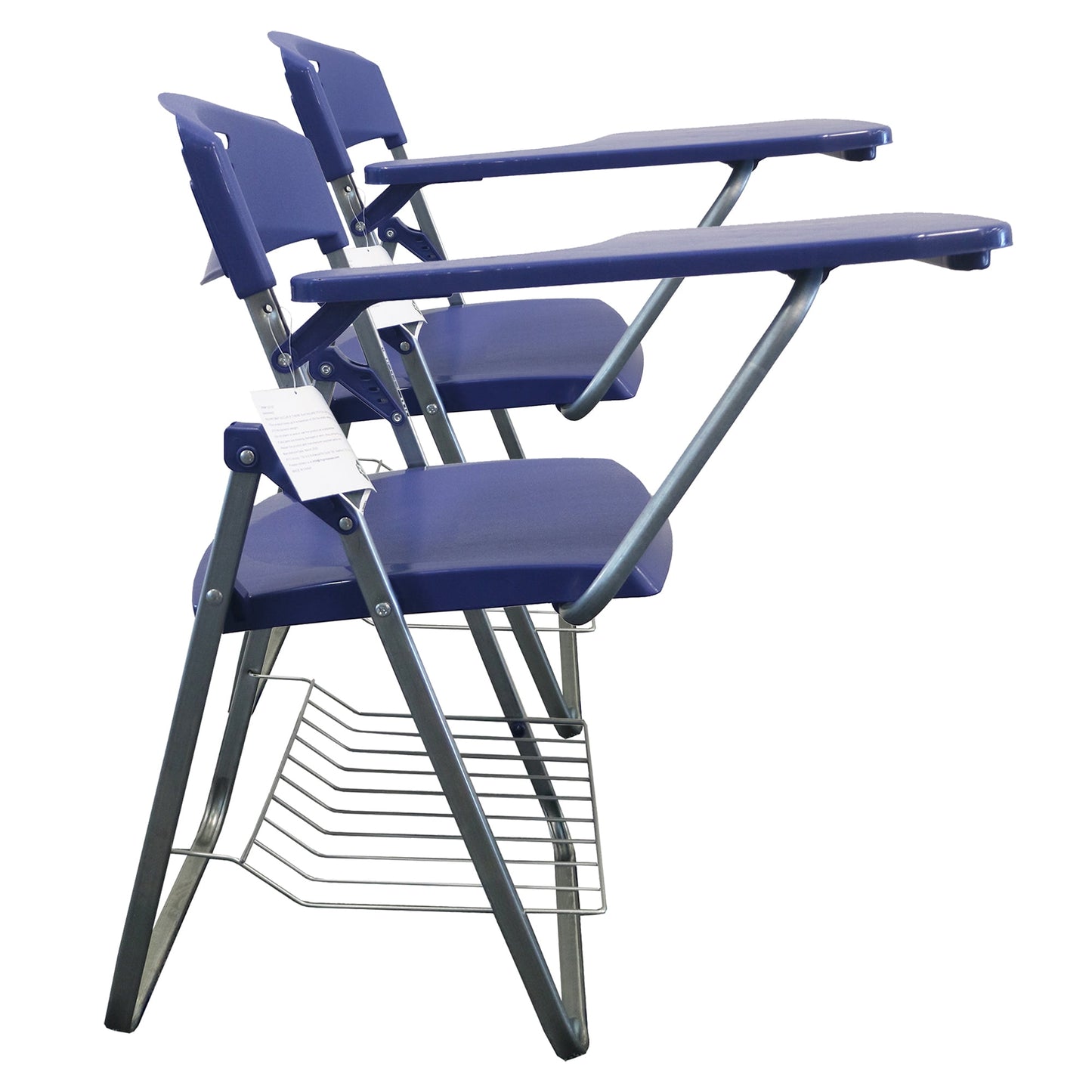 RTC Group Right Hand Pad Tablet Small Arm Desk Folding Chair, Blue, 2Pk