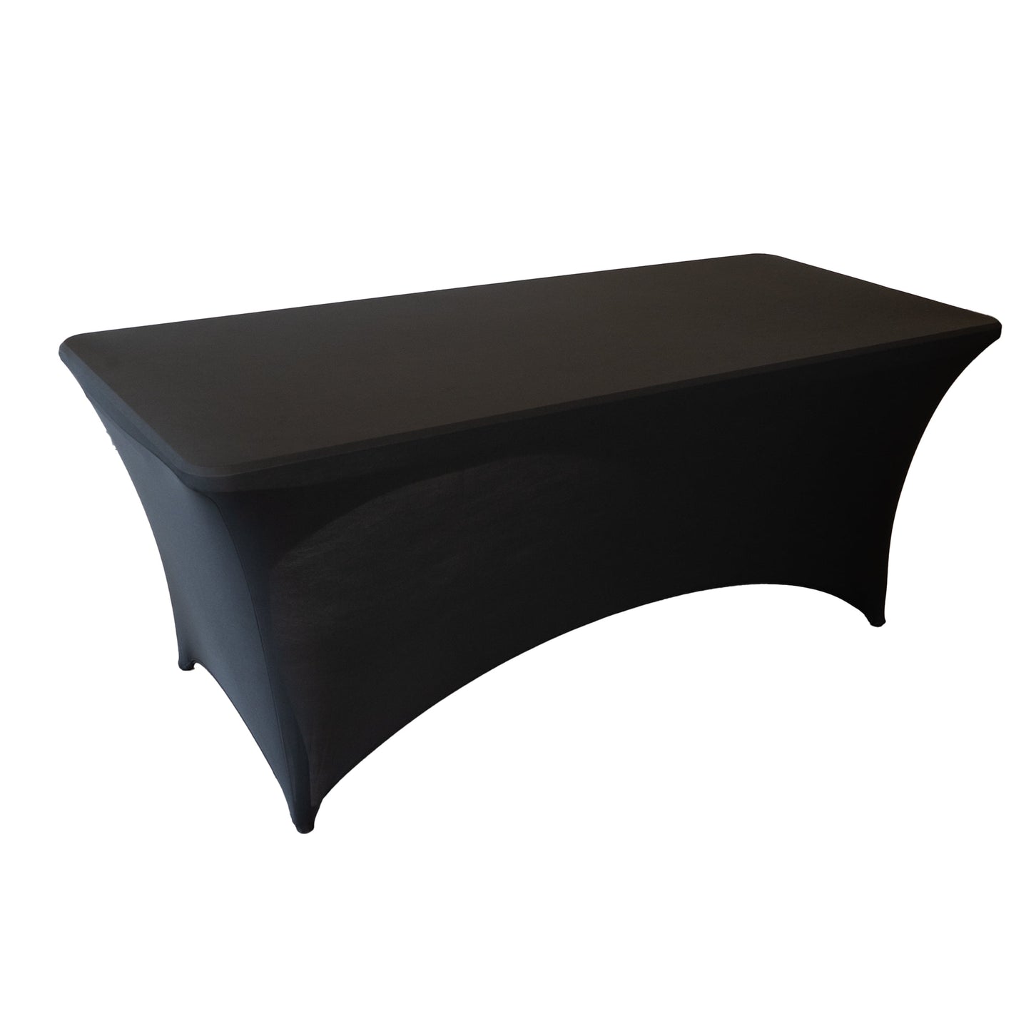 RTC Group Spandex Fitted Stretch Rectangular Tablecloth Table Cover 6 ft, 72 x 30, Black, 4 Pack