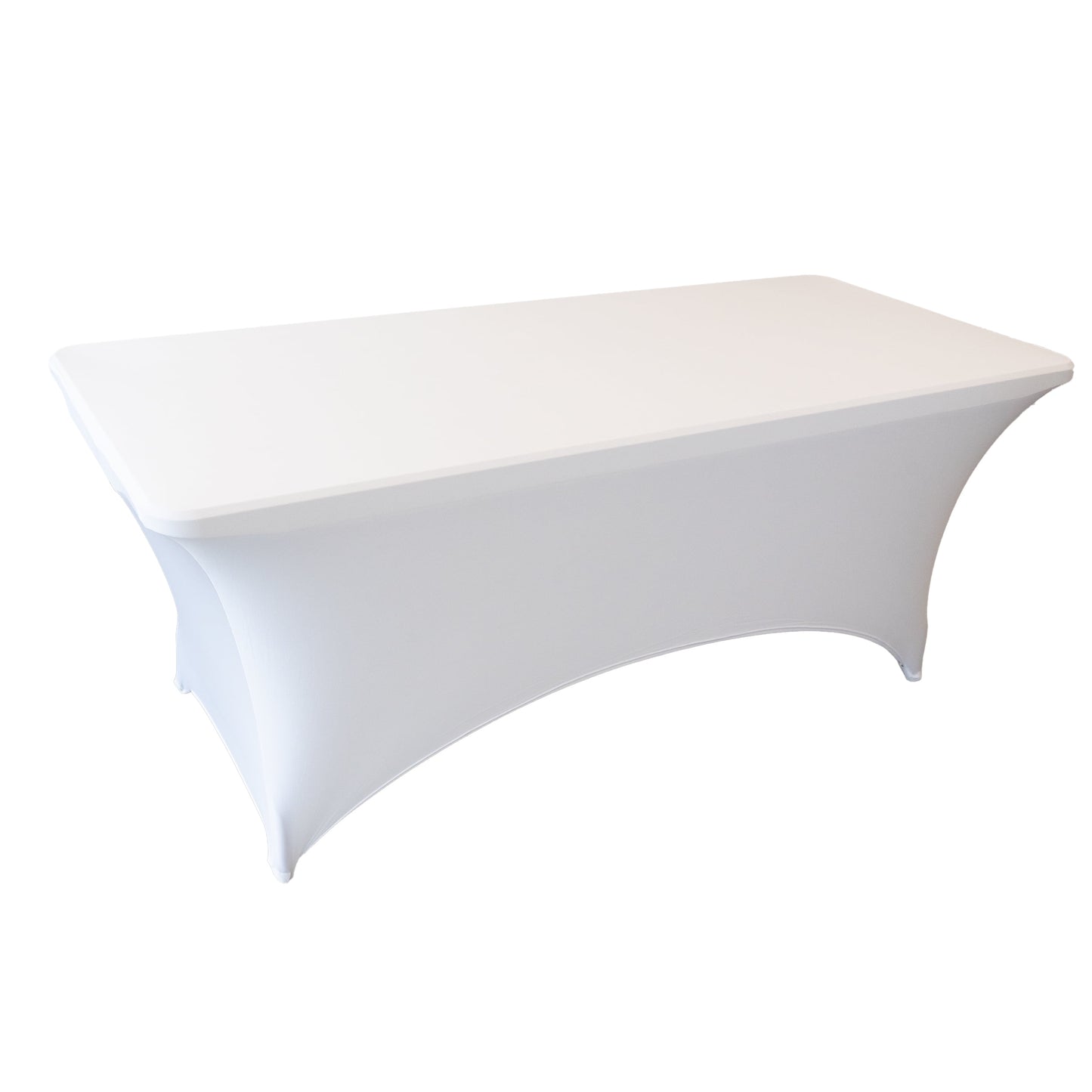 RTC Group Spandex Fitted Stretch Rectangular Tablecloth Table Cover 6 ft, 72 x 30, White, 4 Pack