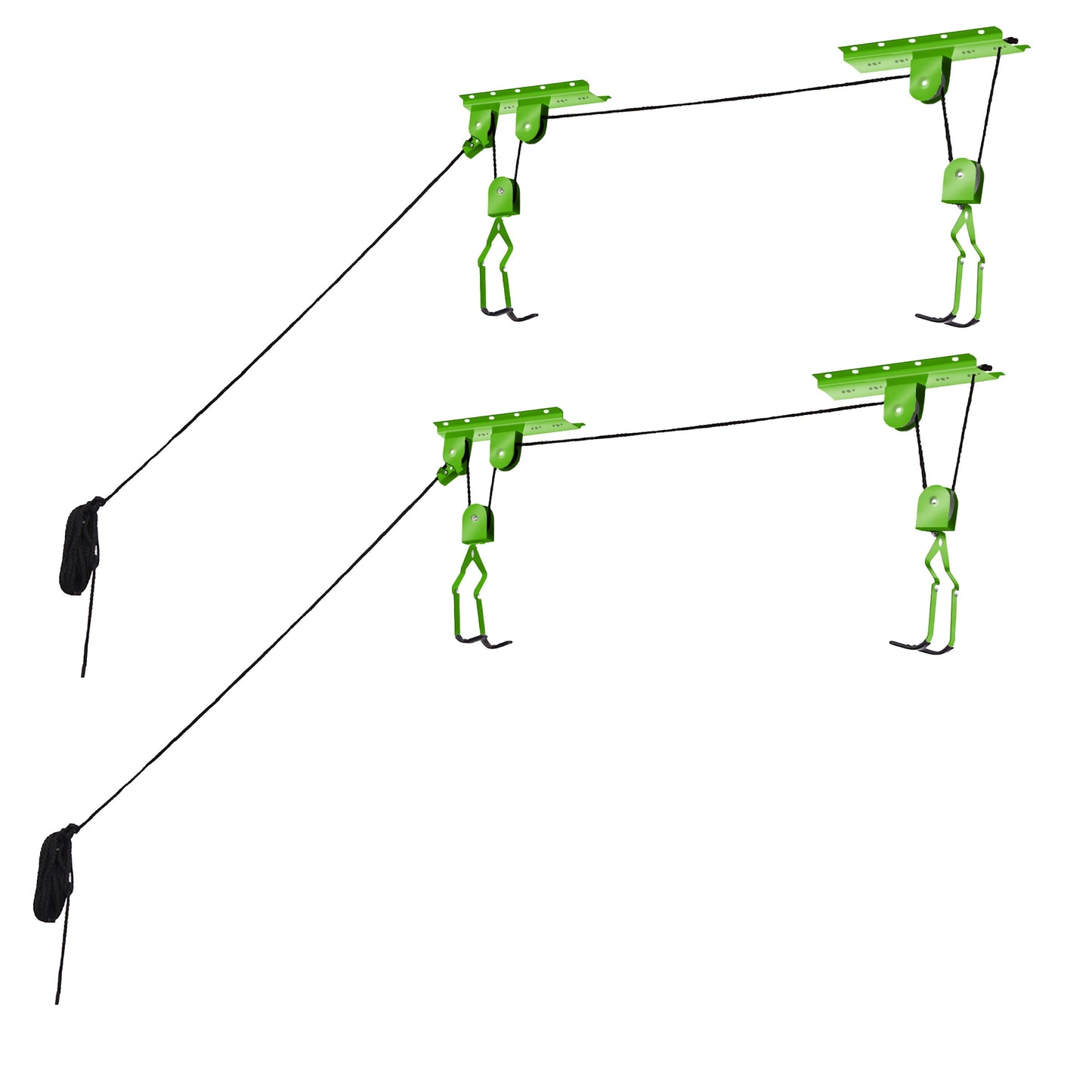 Rad Sportz Bike Hanger Set of 2 - Green Bike Hoists for Garage with 100lb Capacity