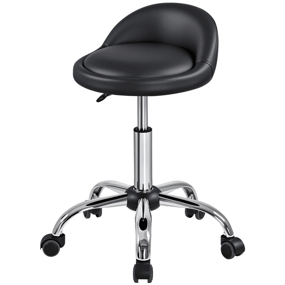 Renwick Adjustable Rolling Salon Swivel Stool, Black