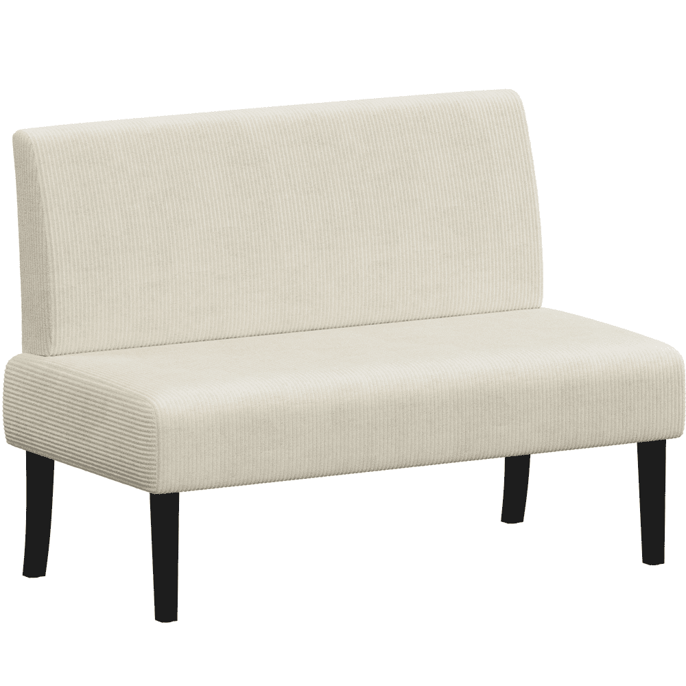 Renwick Corduroy Armless Loveseat with Rubberwood Legs, Beige