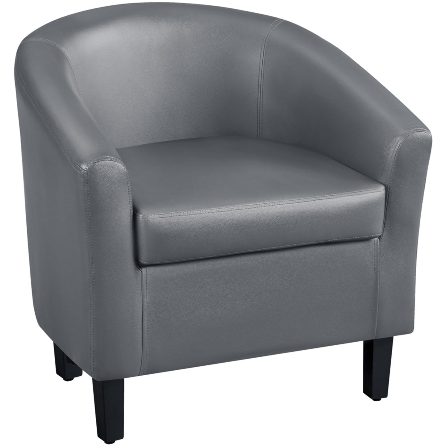 Renwick Faux Leather Barrel Accent Chair for Livingroom, Gray