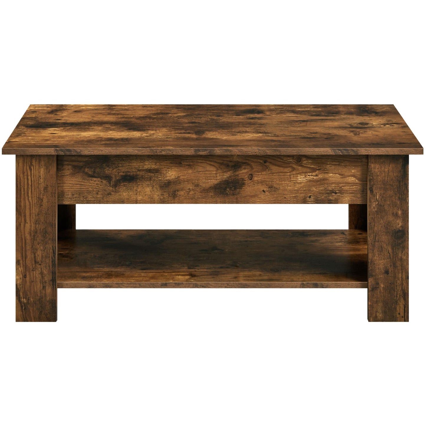 Renwick Modern 39" Wood Lift Top Coffee Table with Shelf for Livingroom, Rustic Brown