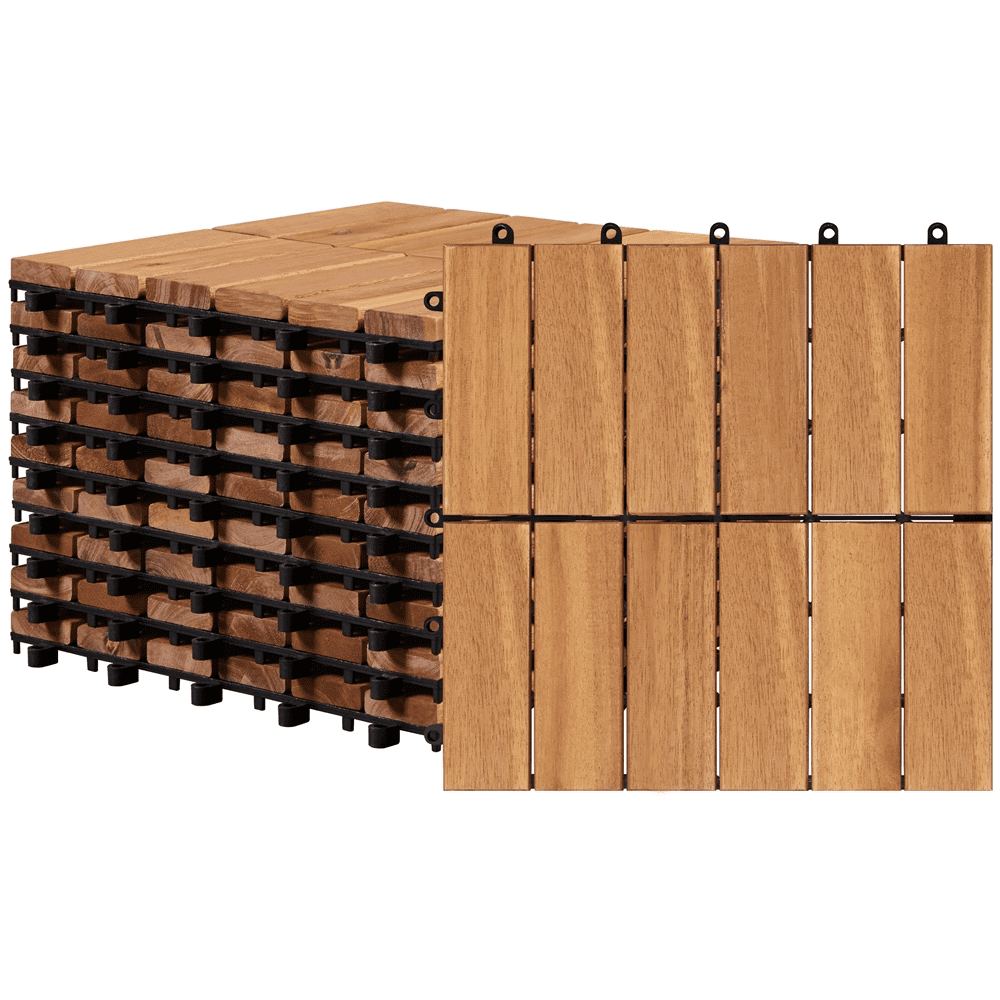 Renwick Pack of 10 Wood Flooring Tiles for Patio Garden Deck Poolside 12.5″ W × 12.5″ L Wood
