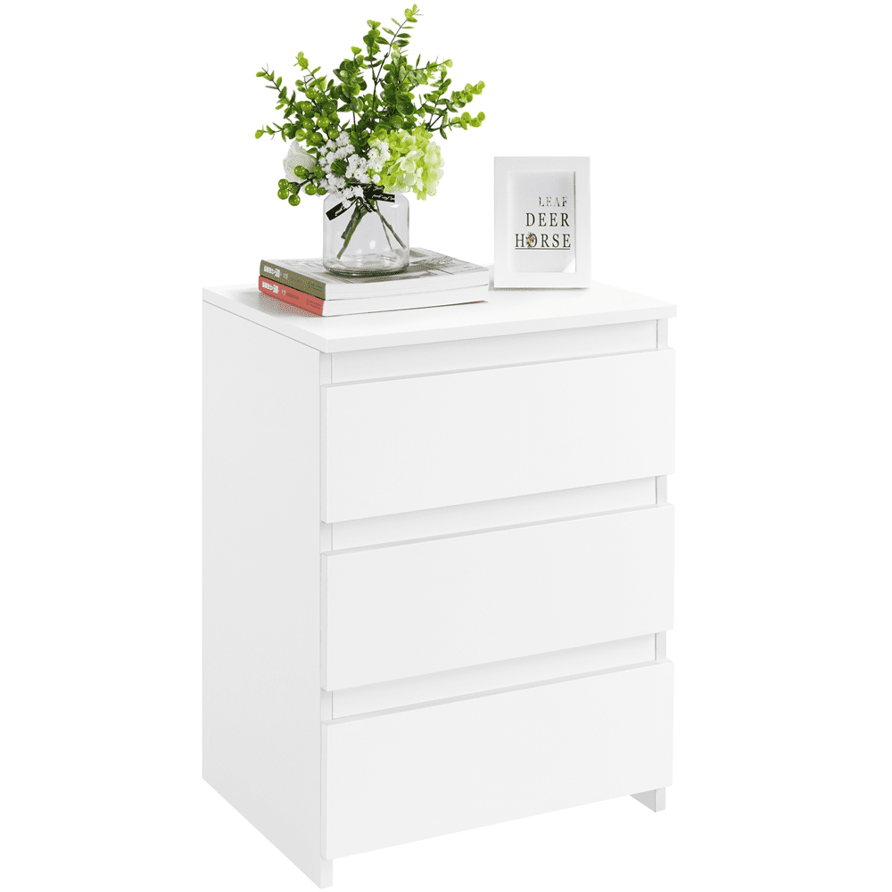 Renwick Vertical End Table with 3 Drawers,White
