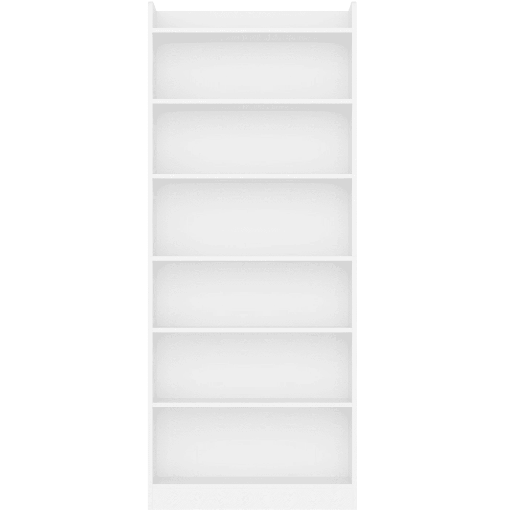 Renwick Wooden 7 Layer Open Shelf Bookcase with Compartment, White