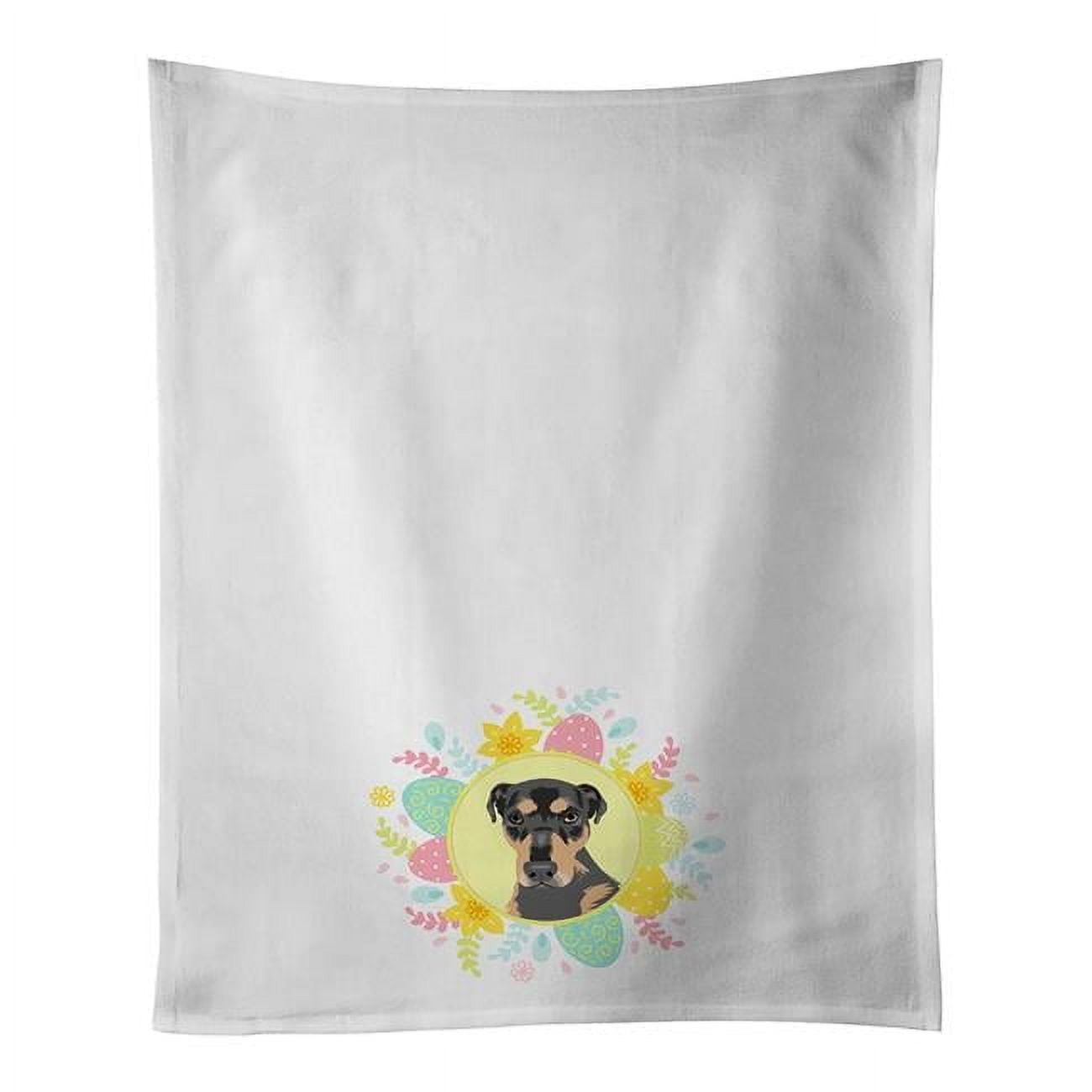 Rottweiler Black and Tan #2 Easter White Kitchen Towel Set of 2 19 in x 28 in