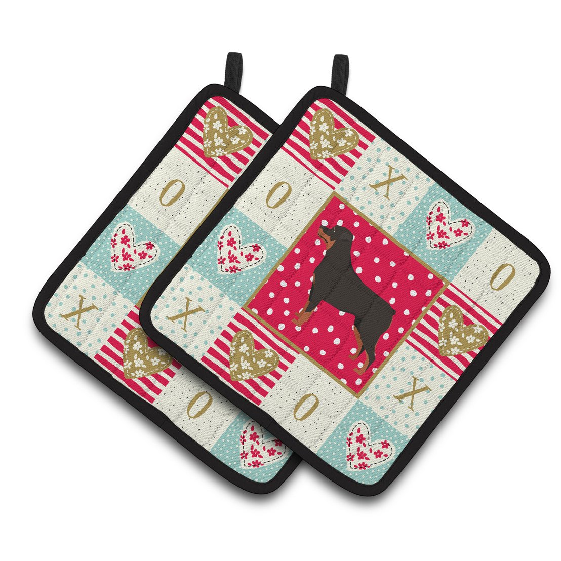 Rottweiler Love Pair of Pot Holders