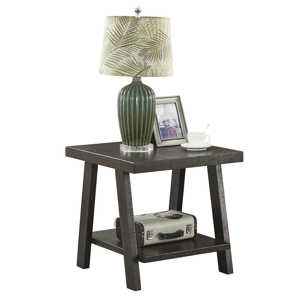 Roundhill Furniture Athens Contemporary Wood End Table Weathered Espresso