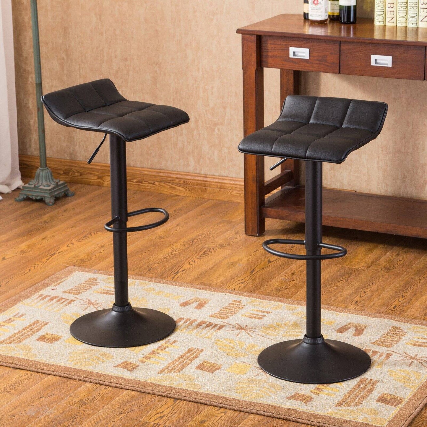 Roundhill Furniture Belham Swivel black Bonded Leather Adjustable Bar Stool, Set of 2