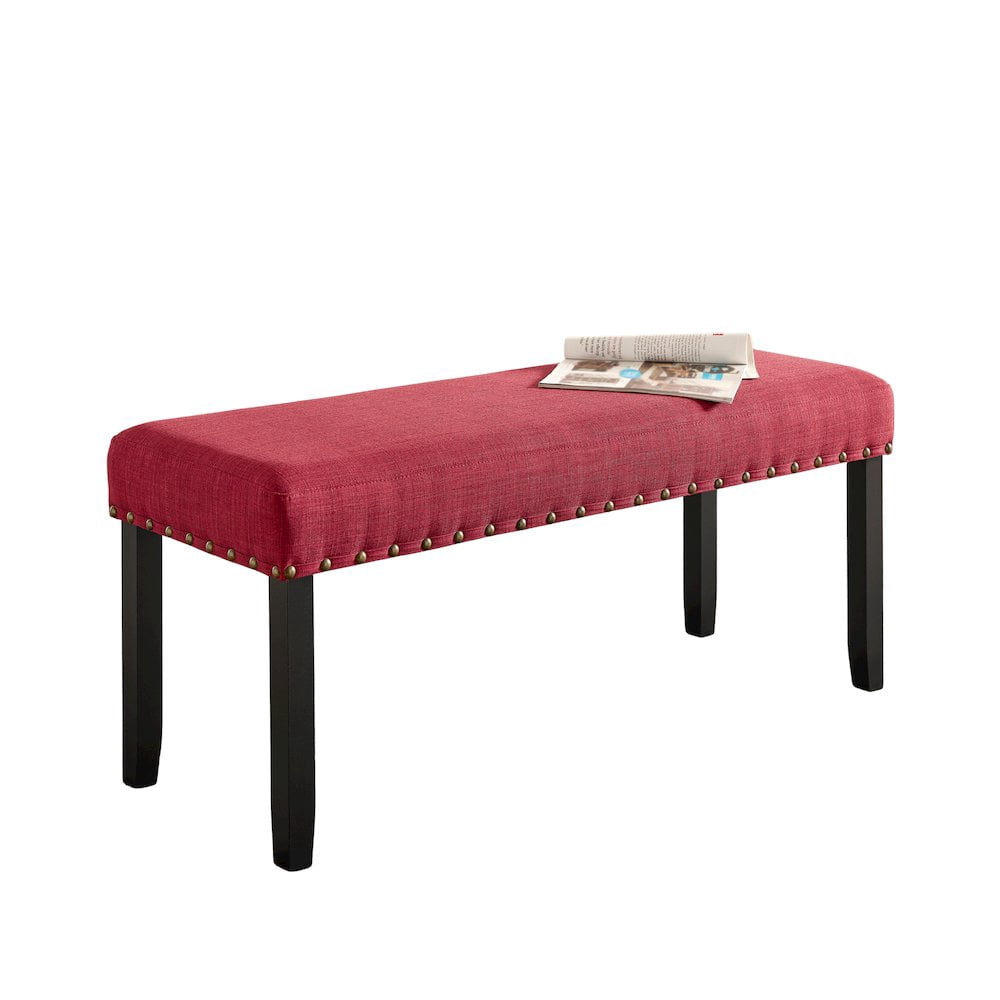 Banco de Comedor de Tela con Ribete de Tachuelas, Rojo