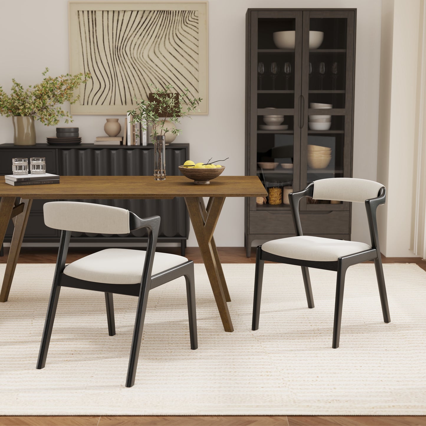 Roundhill Furniture Lavin Upholstered Dining Chairs, Set of 2