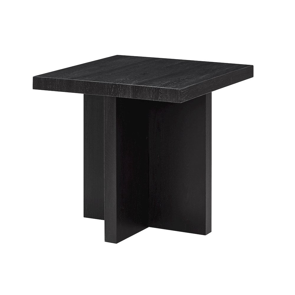 Roundhill Furniture Mchome Square End Table, Nightstand, Black Finish