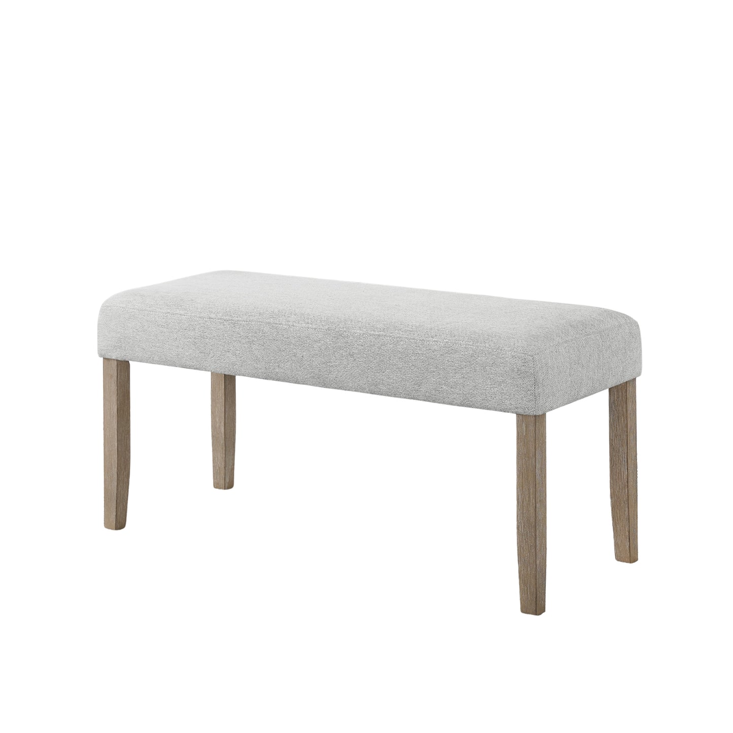 Roundhill Furniture Zelalle Upholstered Bench, Light Gray Fabric with Rubberwood Legs