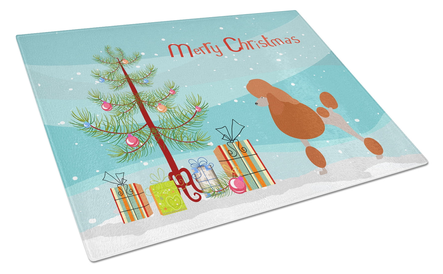 Royal Poodle Christmas Glass Cutting Board Large