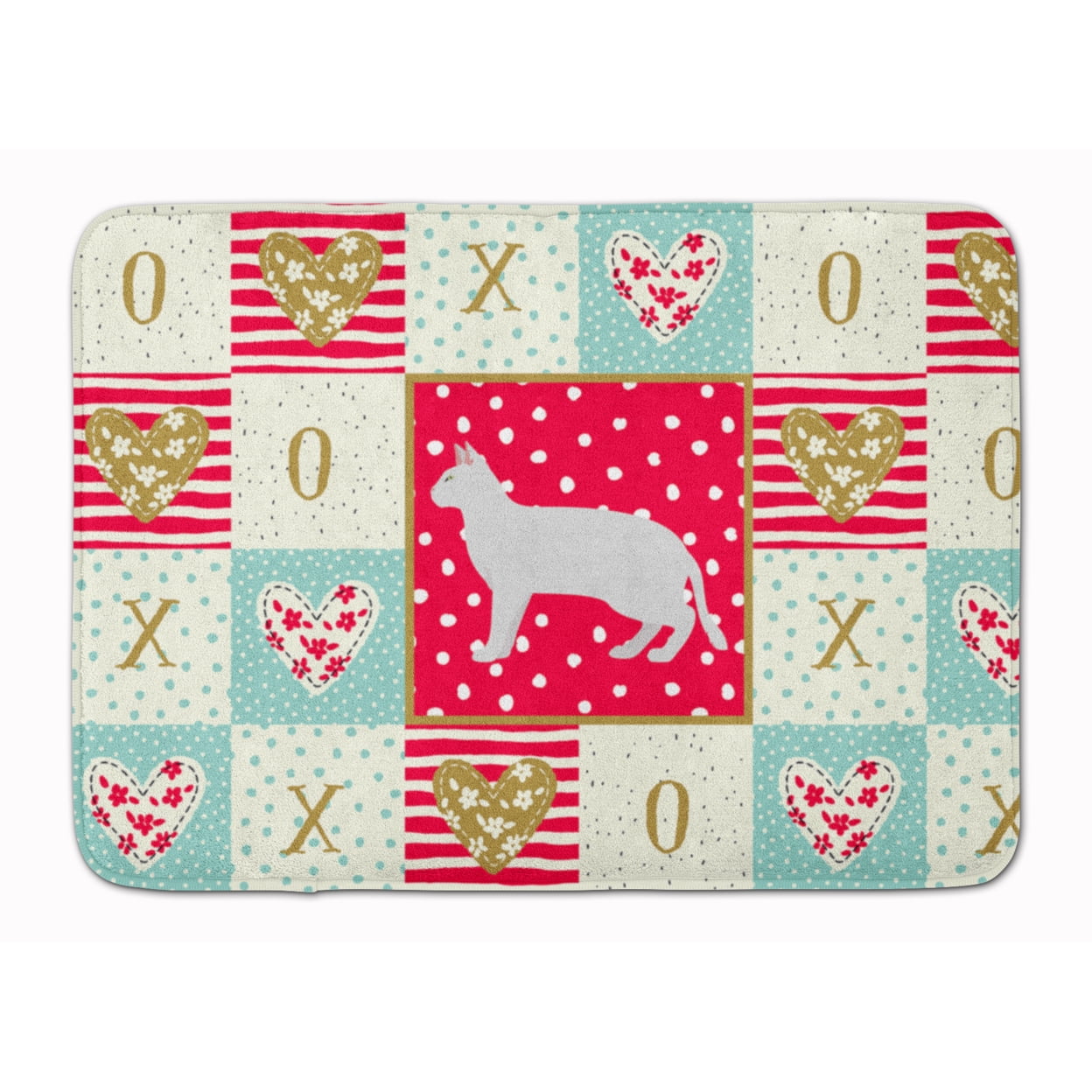 Russian White Black 2 Cat Love Machine Washable Memory Foam Mat Red