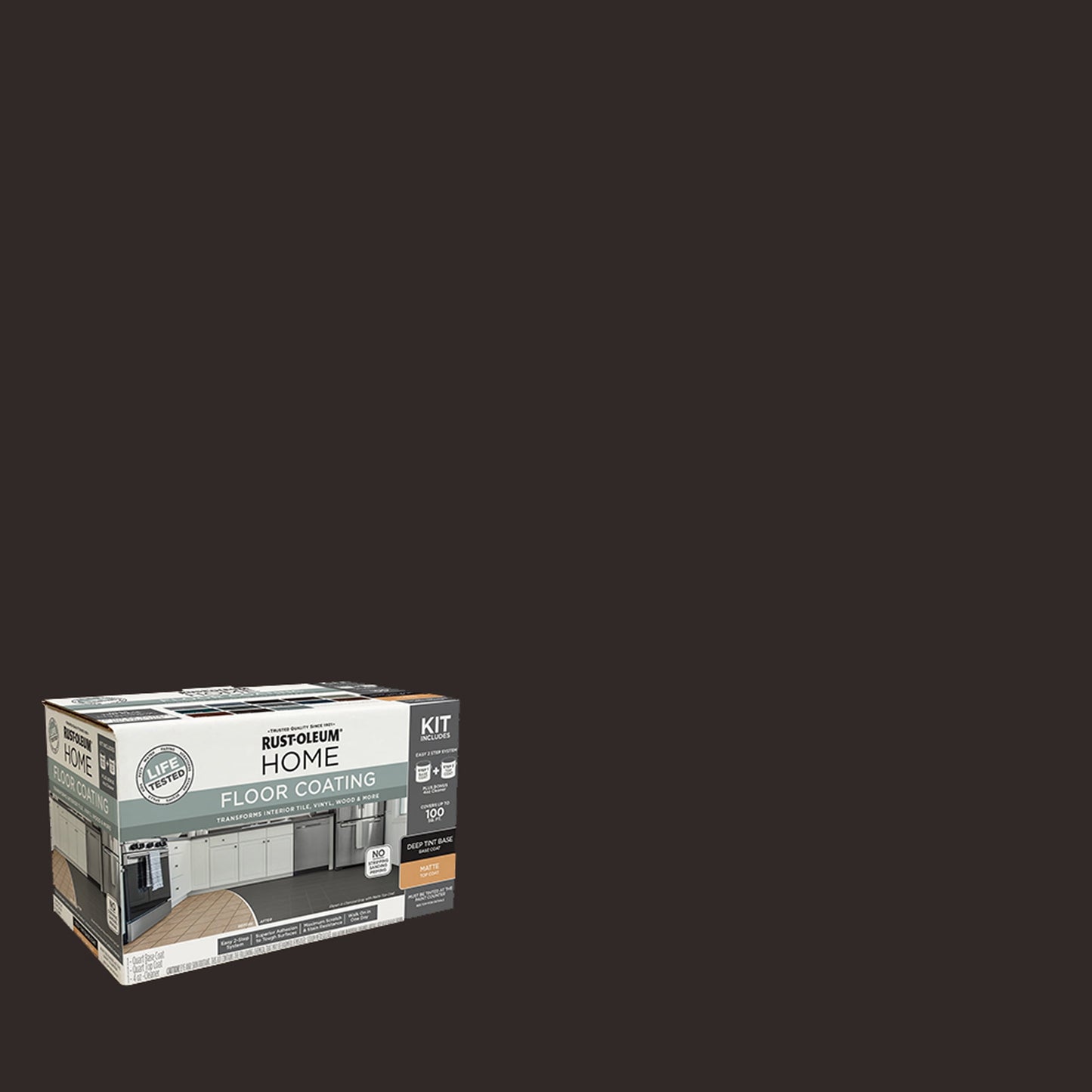 Rust-Oleum Home Matte Chocolate Interior Floor Coating Kit-363724T, Quart