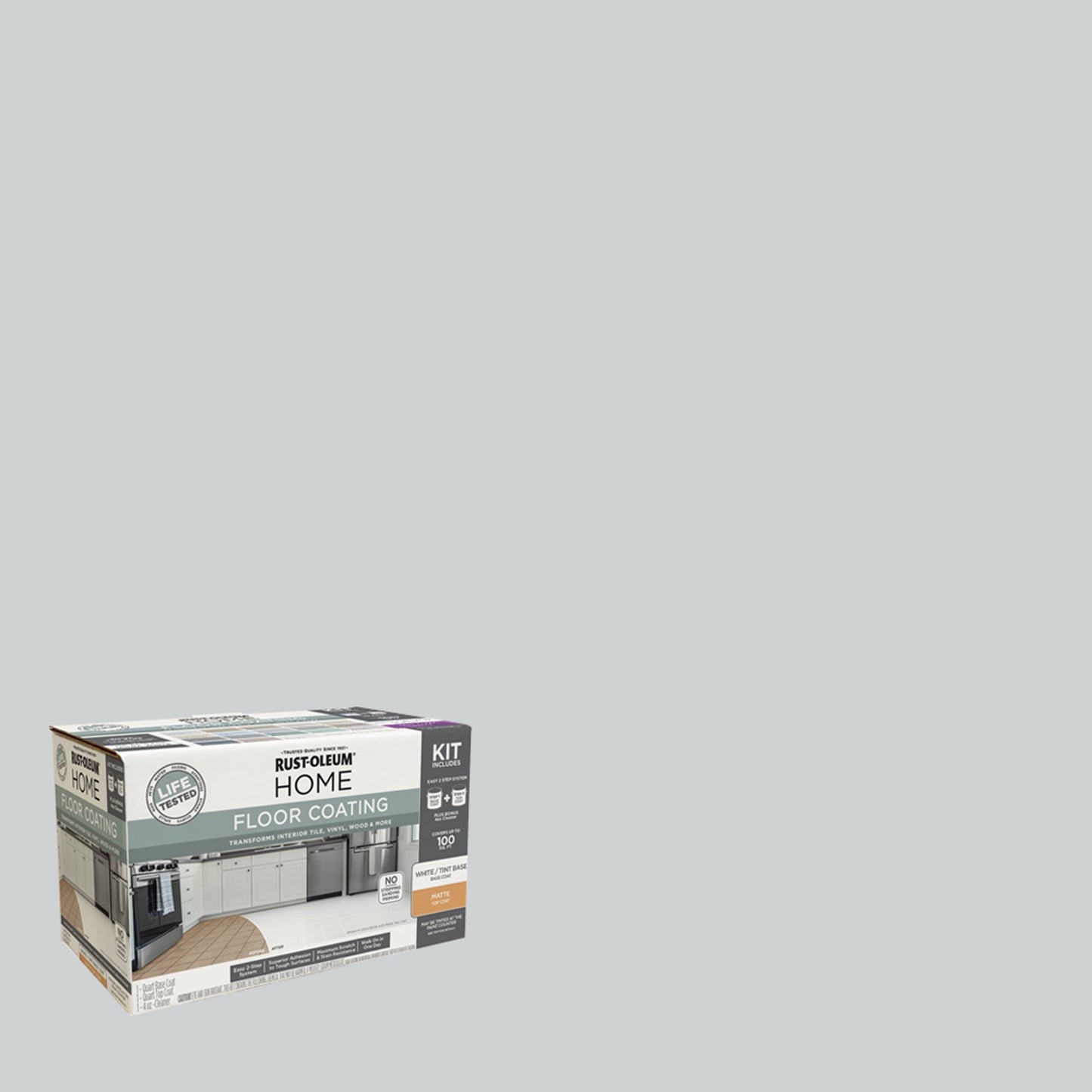 Rust-Oleum Home Matte Pearl Gray Interior Floor Coating Kit-363672T, Quart