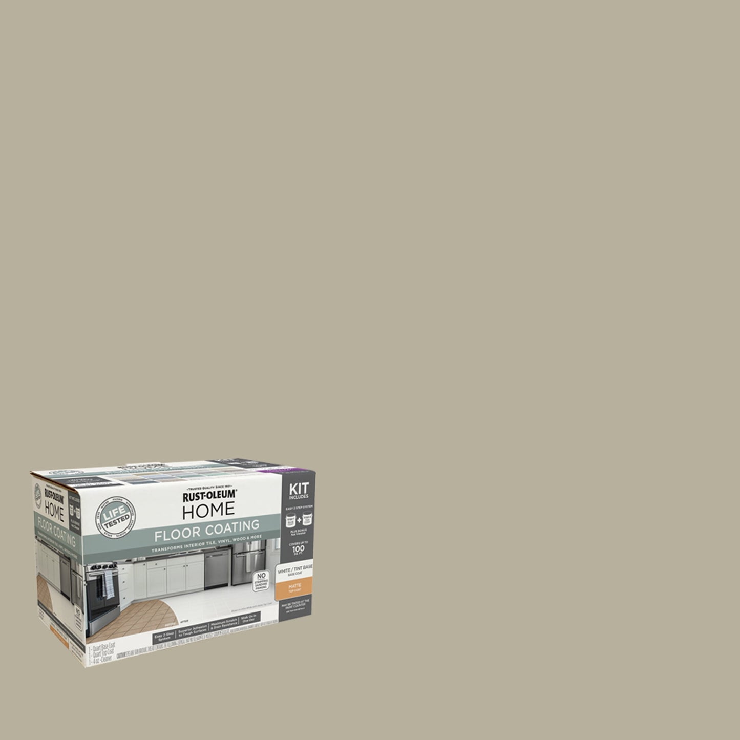 Rust-Oleum Home Matte Sandstone Interior Floor Coating Kit-363679T, Quart