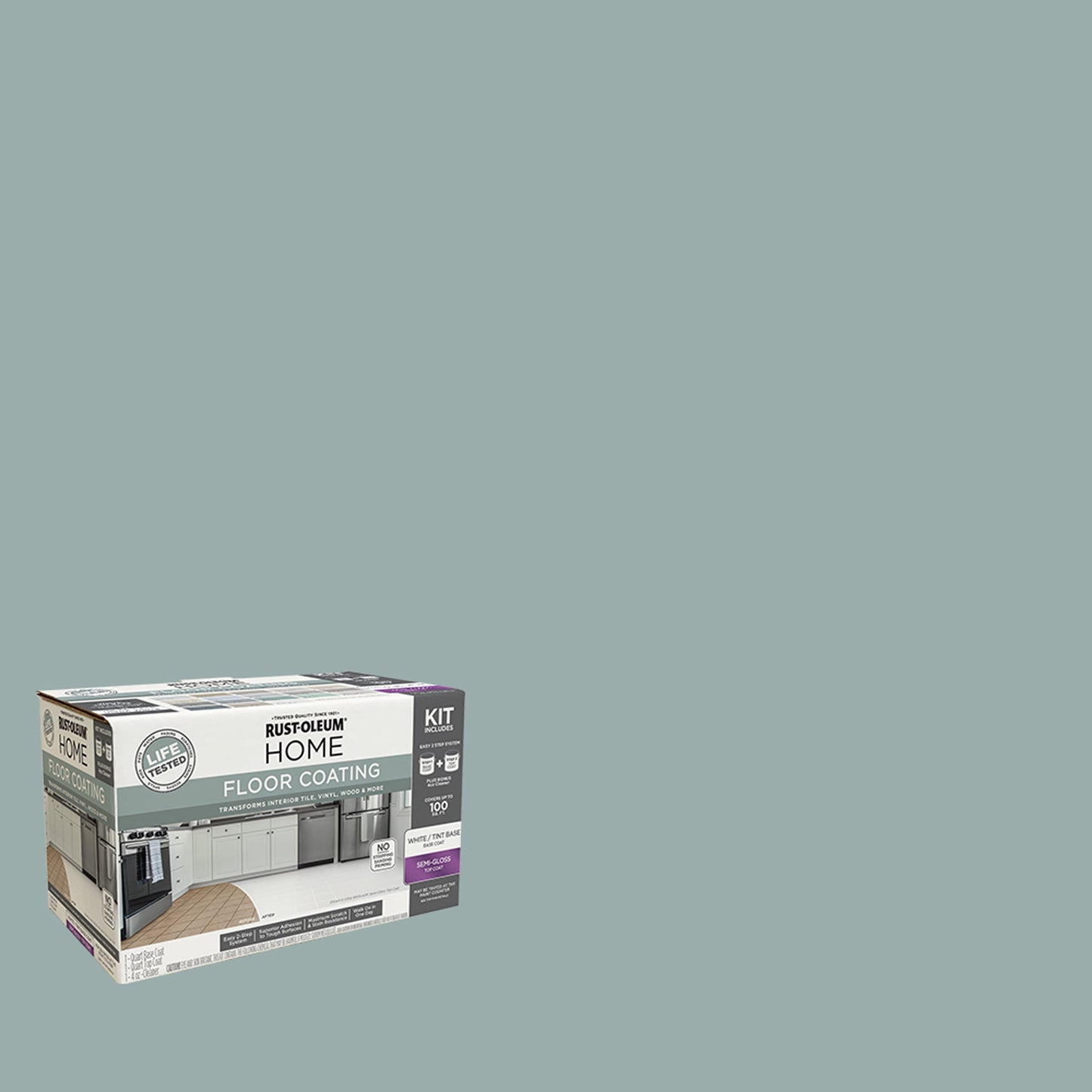 Rust-Oleum Home Semi-Gloss River Mist Interior Floor Coating Kit-363707T, Quart