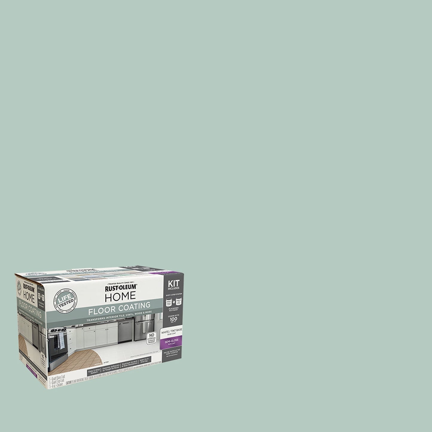 Rust-Oleum Home Semi-Gloss Seafoam Interior Floor Coating Kit-363706T, Quart