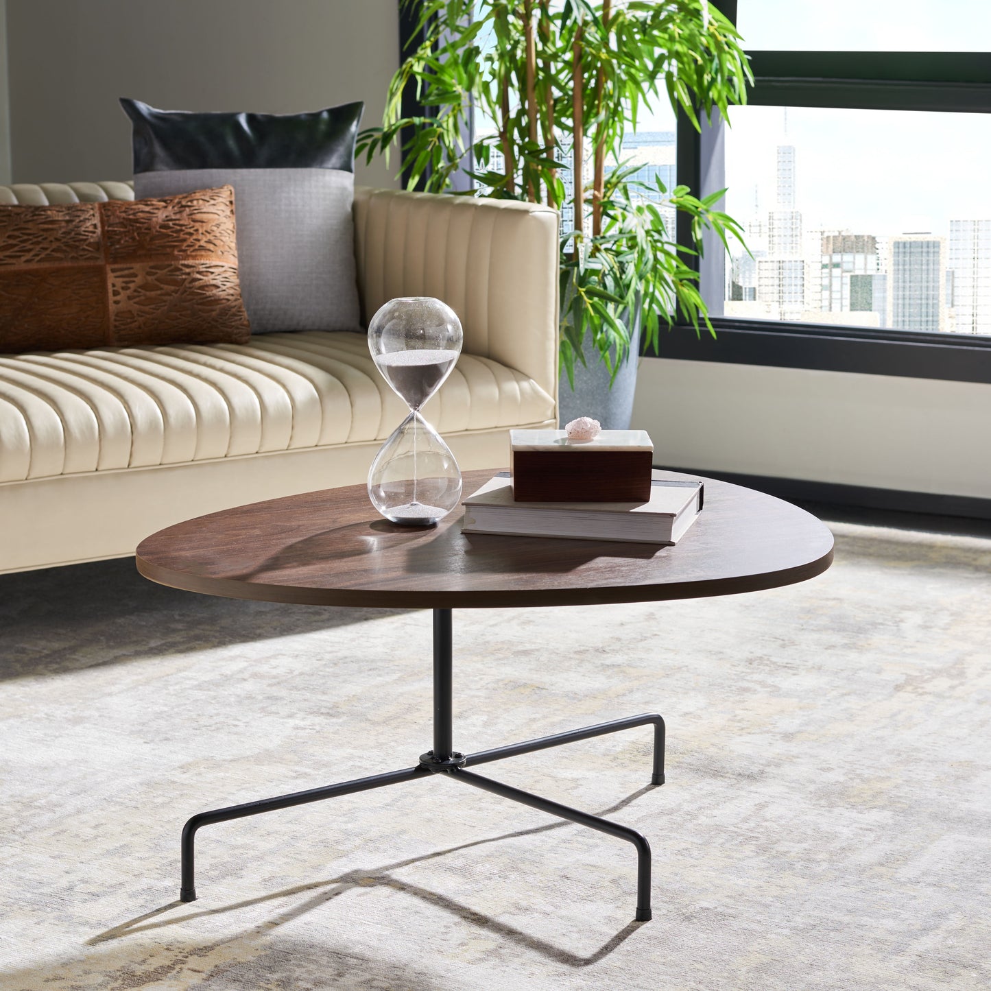 SAFAVIEH Berlin Guitar Pick Tripod Coffee Table, Walnut