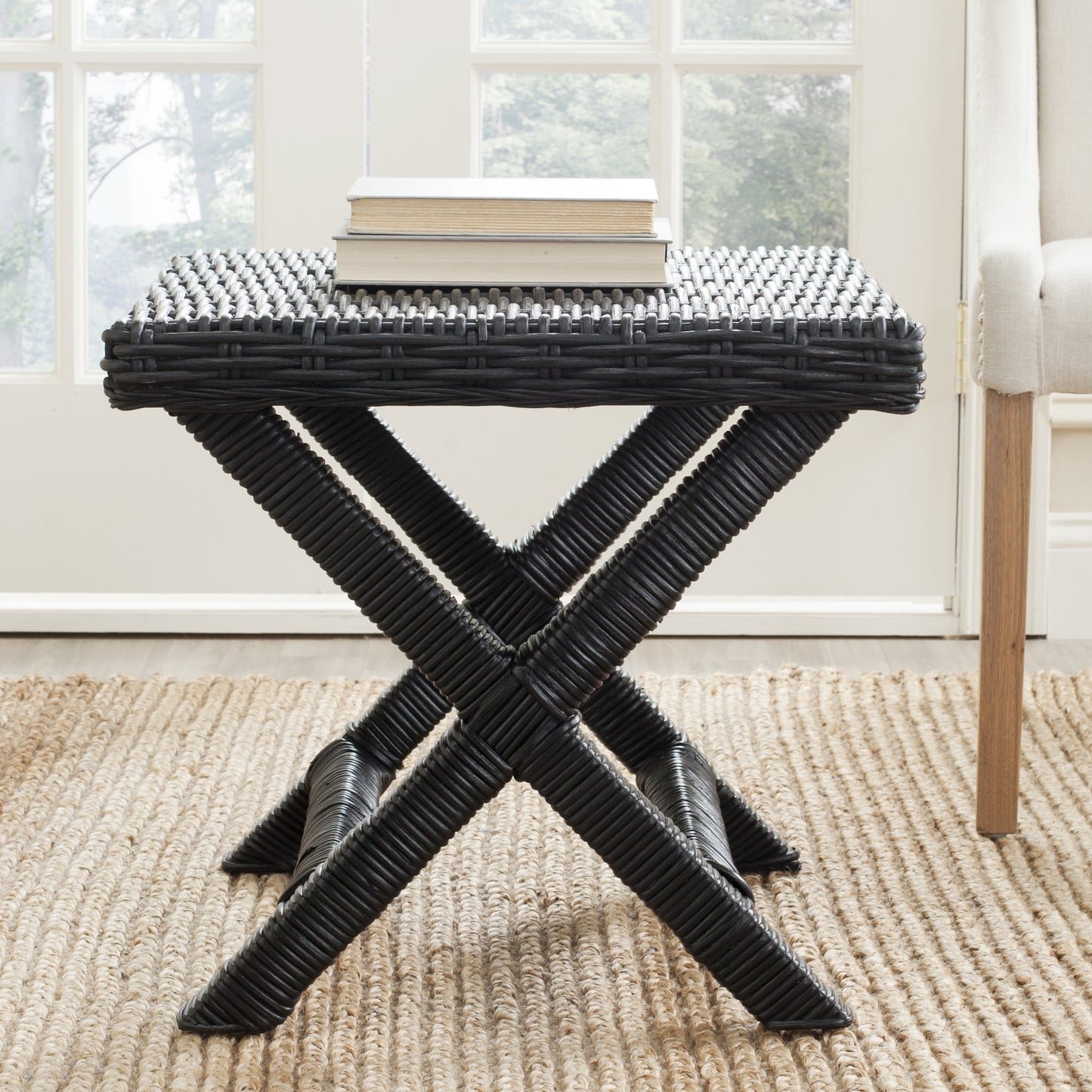 SAFAVIEH Manor Transitional Rustic Nautical X-Bench, Black