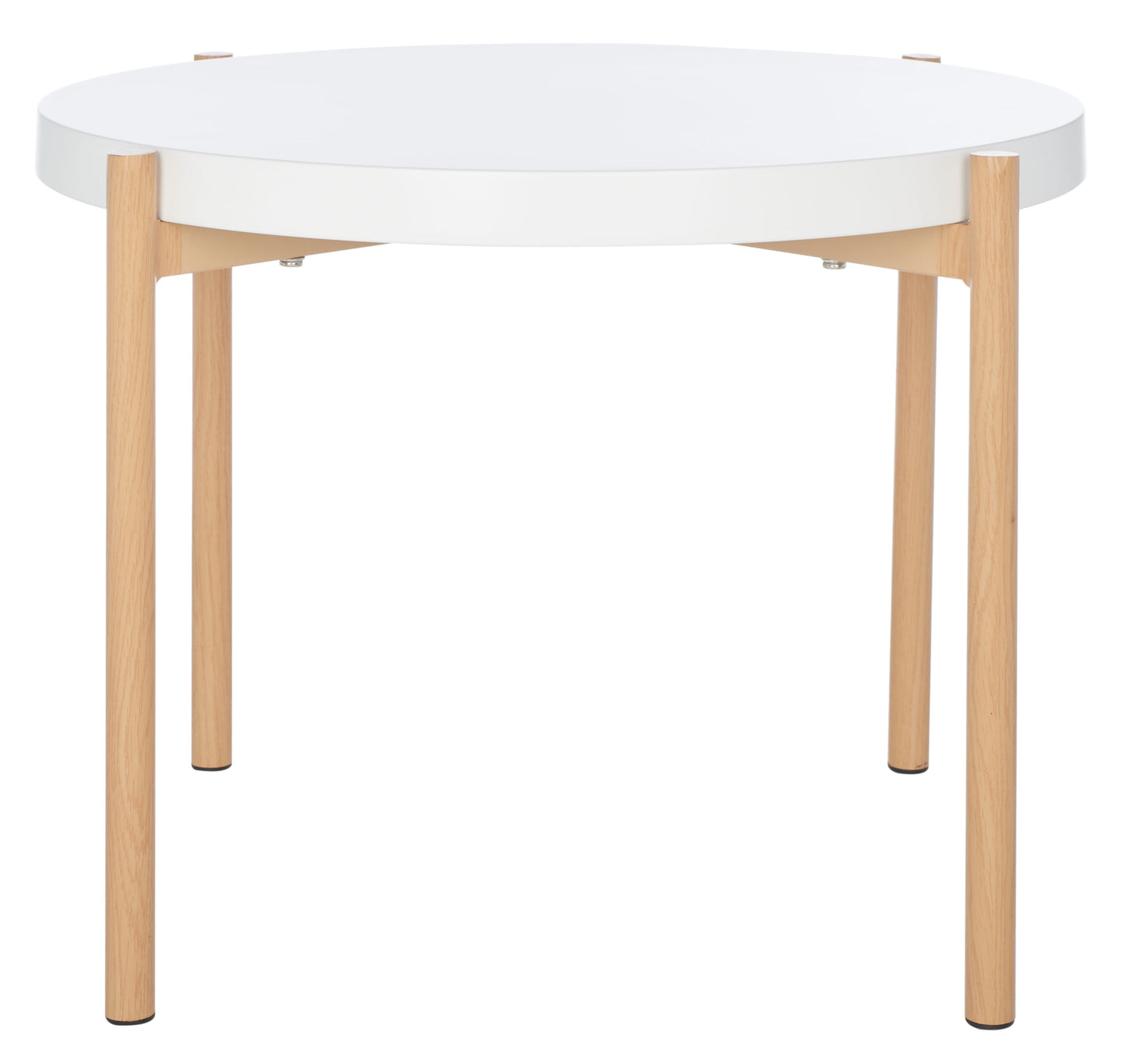 SAFAVIEH Solara Modern White/Natural Round Epoxy Finish End Table (22.8 in. W x 22.8 in. D x 18.1 in. H)