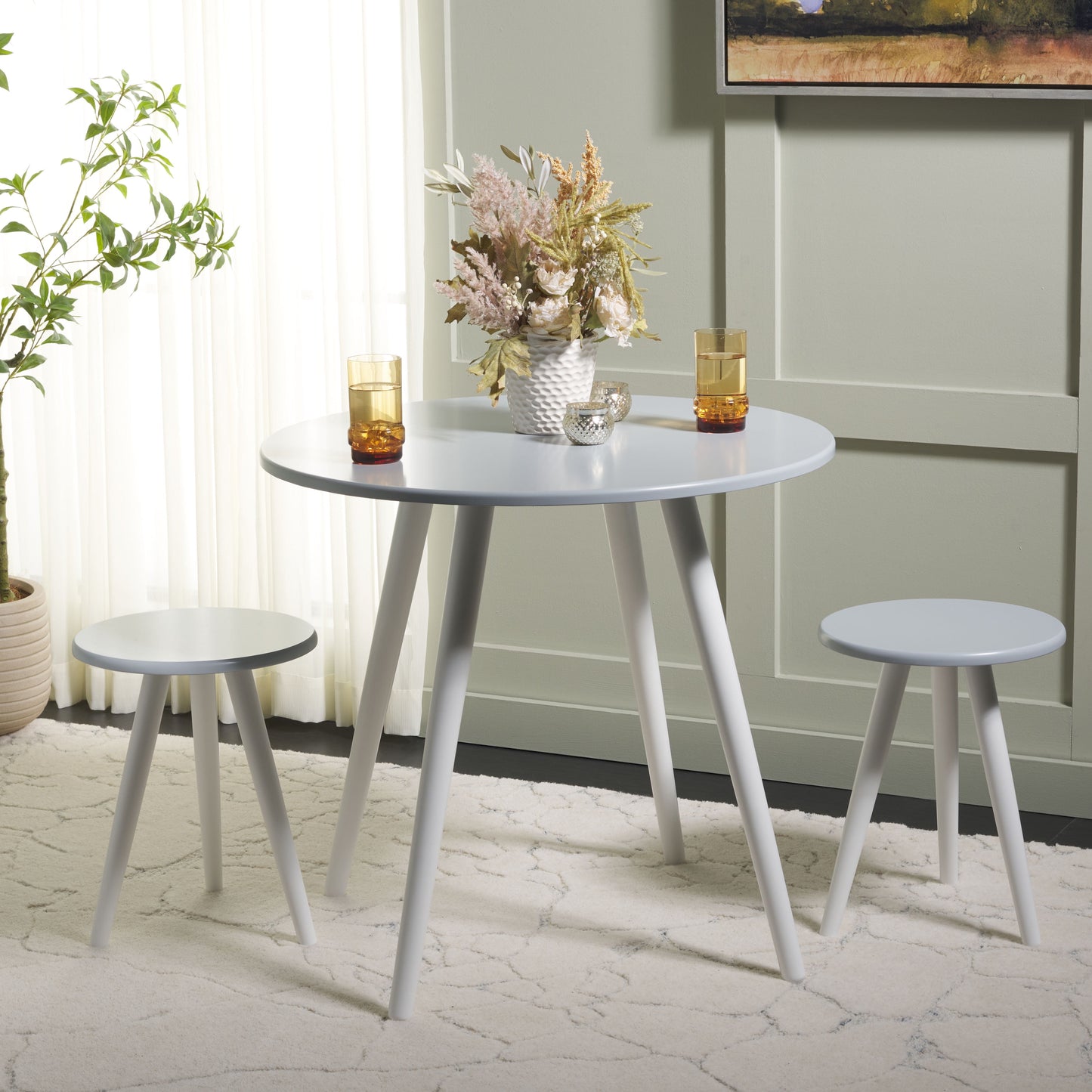 Safavieh Whitman 31" Round Contemporary Dining Table, Light Gray/White