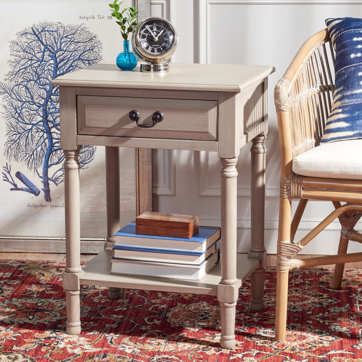 SAFAVIEH Whitney Solid 1 Drawer Accent Table, Greige
