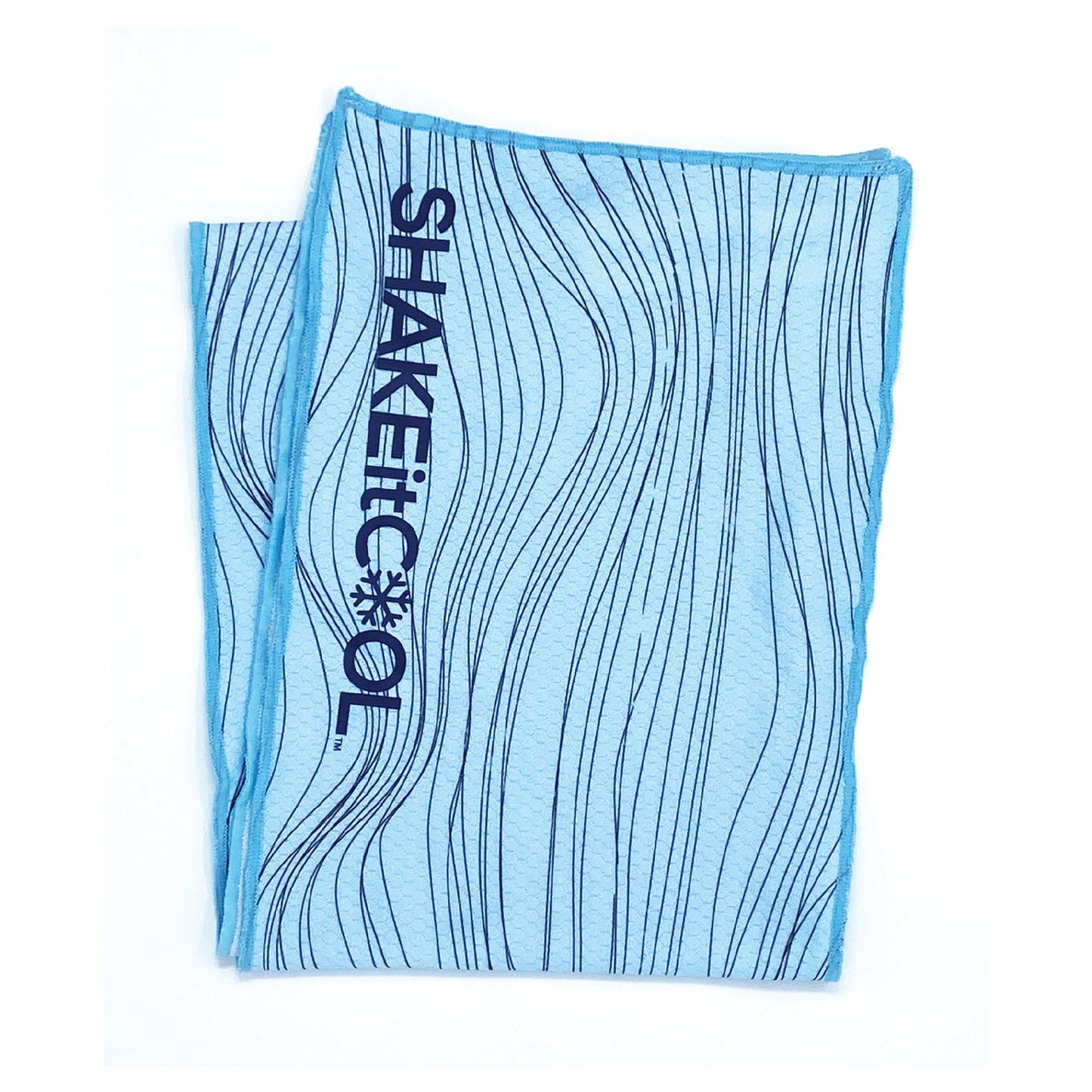 SHAKEitCOOL Extended Size Cooling Towel – Be Cool in Style - Heat Relief, Soft, Lightweight, Sun Protection, Easy Clean - Perfect for Biking, Hiking, Running, Yoga, Golf - Blue Wave