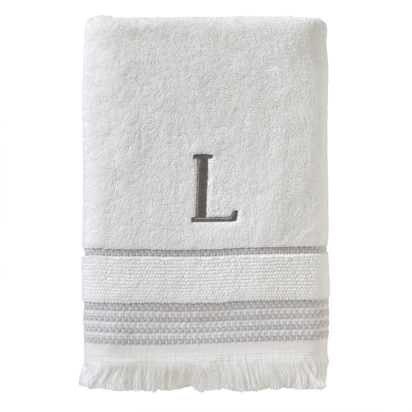SKL Home Casual Monogram Bath Towel, "L", White