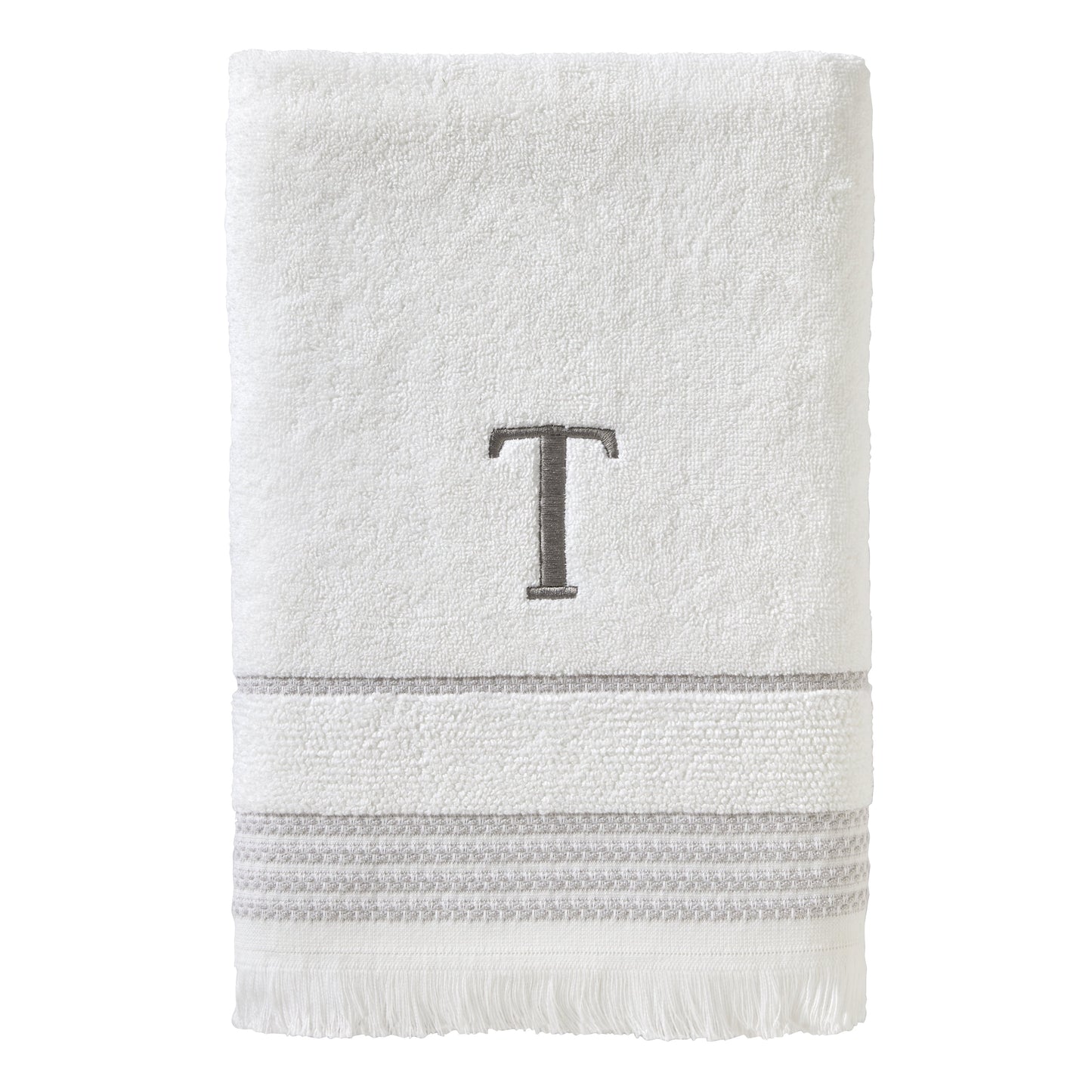 SKL Home Casual Monogram Bath Towel, "T", White