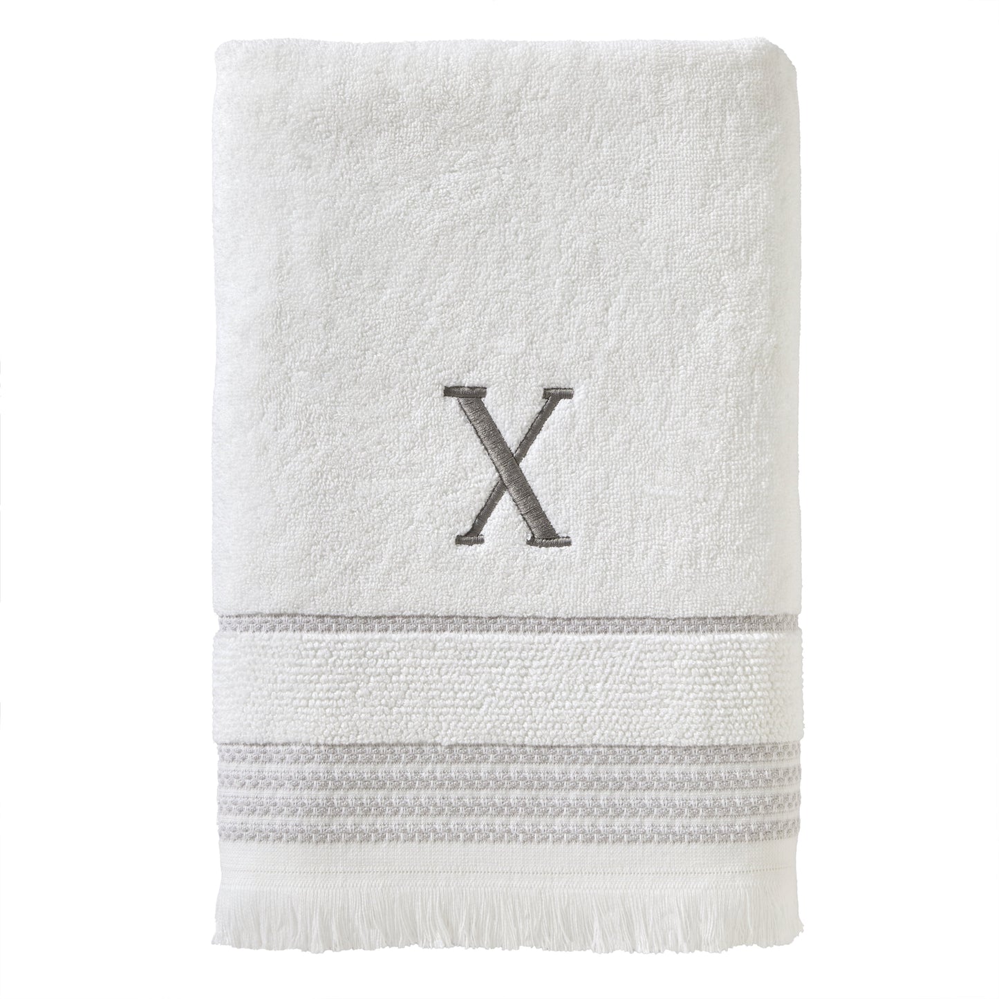 SKL Home Casual Monogram Bath Towel, "X", White