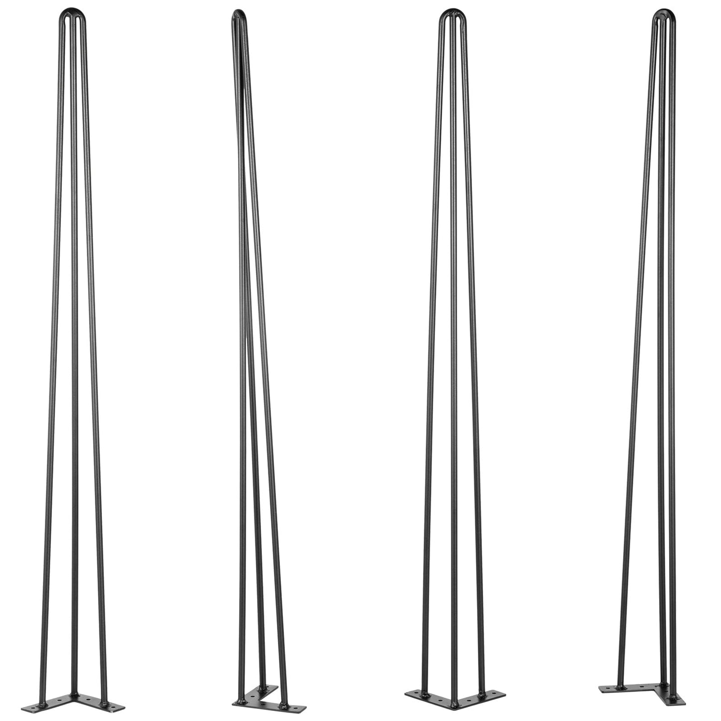 KFFKFF 40 inch Hairpin Table Legs Black Set of 4 Desk Legs Each 100lbs Capacity Hairpin Desk Legs 3 Rods for Bench Desk Dining End Table Chairs DIY Table Legs Heavy Duty Carbon Steel Furniture Legs