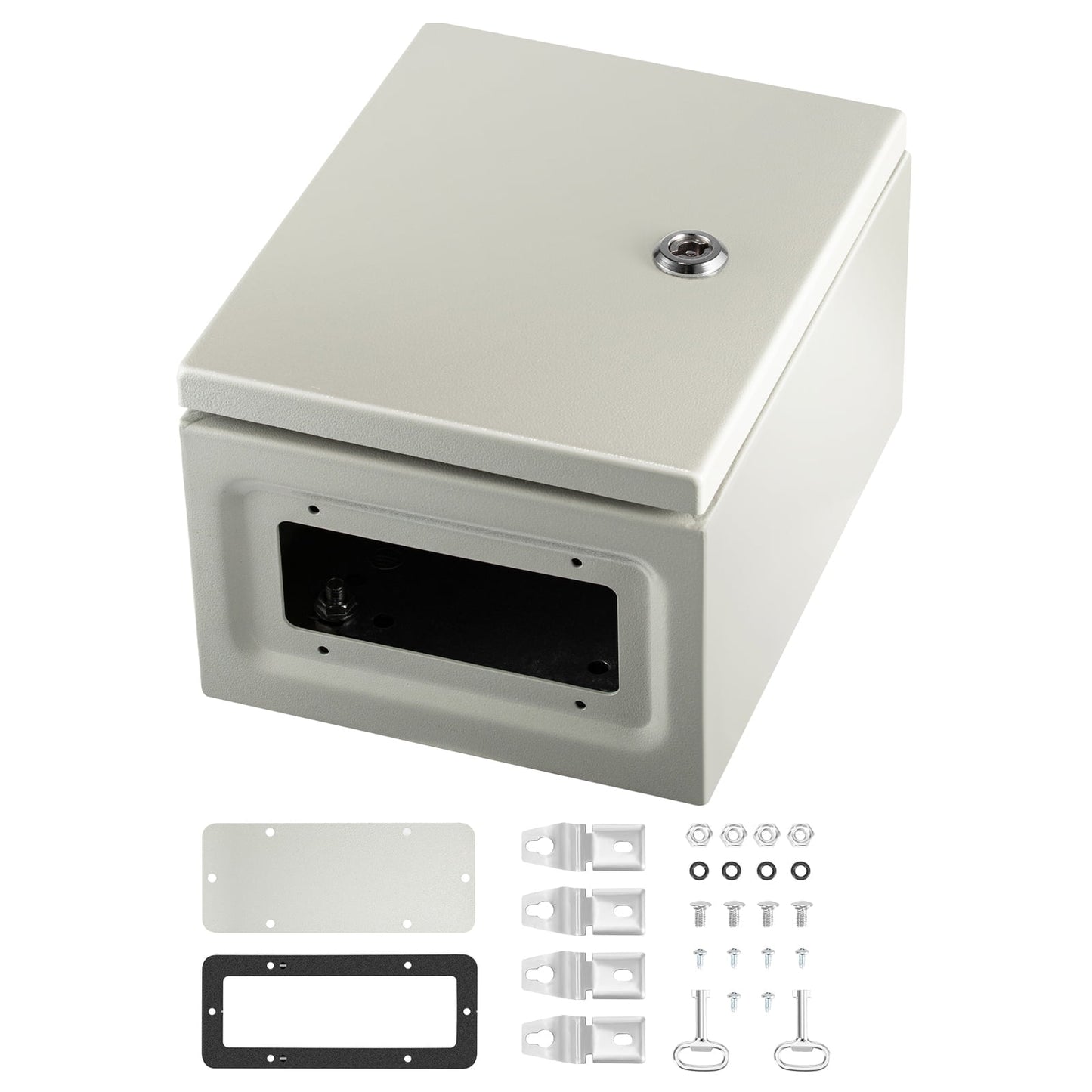 KFFKFF Steel Electrical Box 10†x 8†x 6†Electrical Enclosure Box, Carbon Steel Hinged Junction Box, IP65 Weatherproof Metal Box