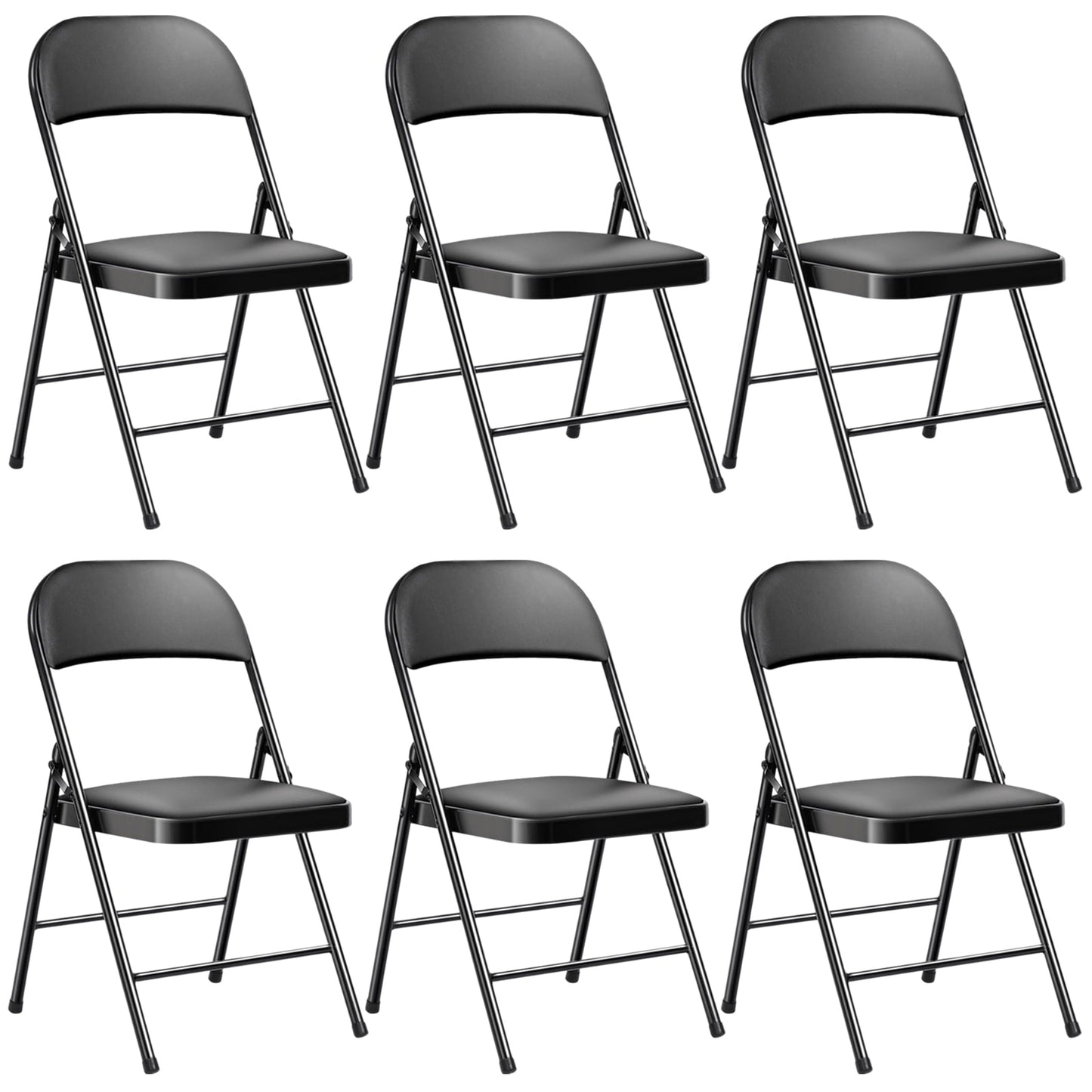 SUGIFT Deluxe Padded Seat and Metal Back Folding Chairs, Black, 6 Pack