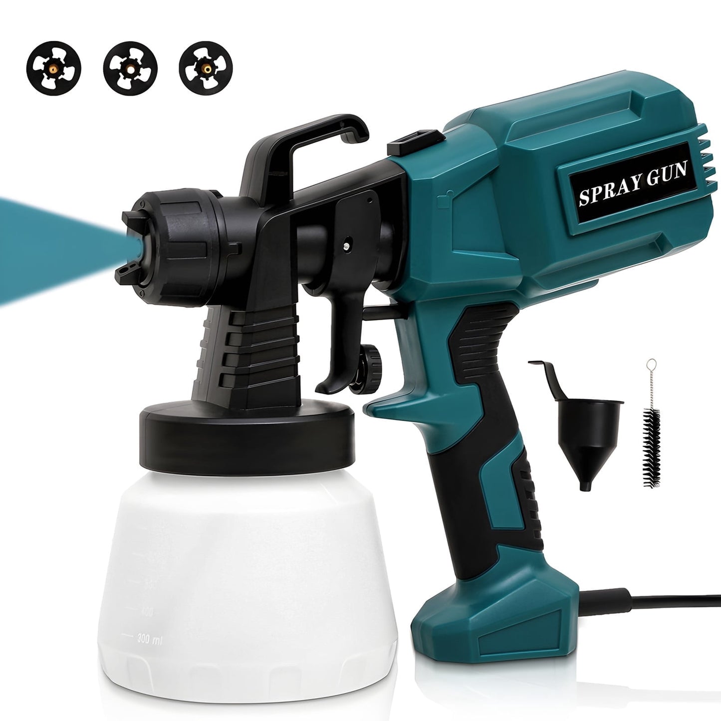 SUGIFT 800W HVLP Paint Sprayer, Electric Spray Gun with 1000ml Container, 4 Nozzles & 3 Spray Patterns for Furniture, Cabinets, Fence, Walls — Ideal for Home DIY Projects