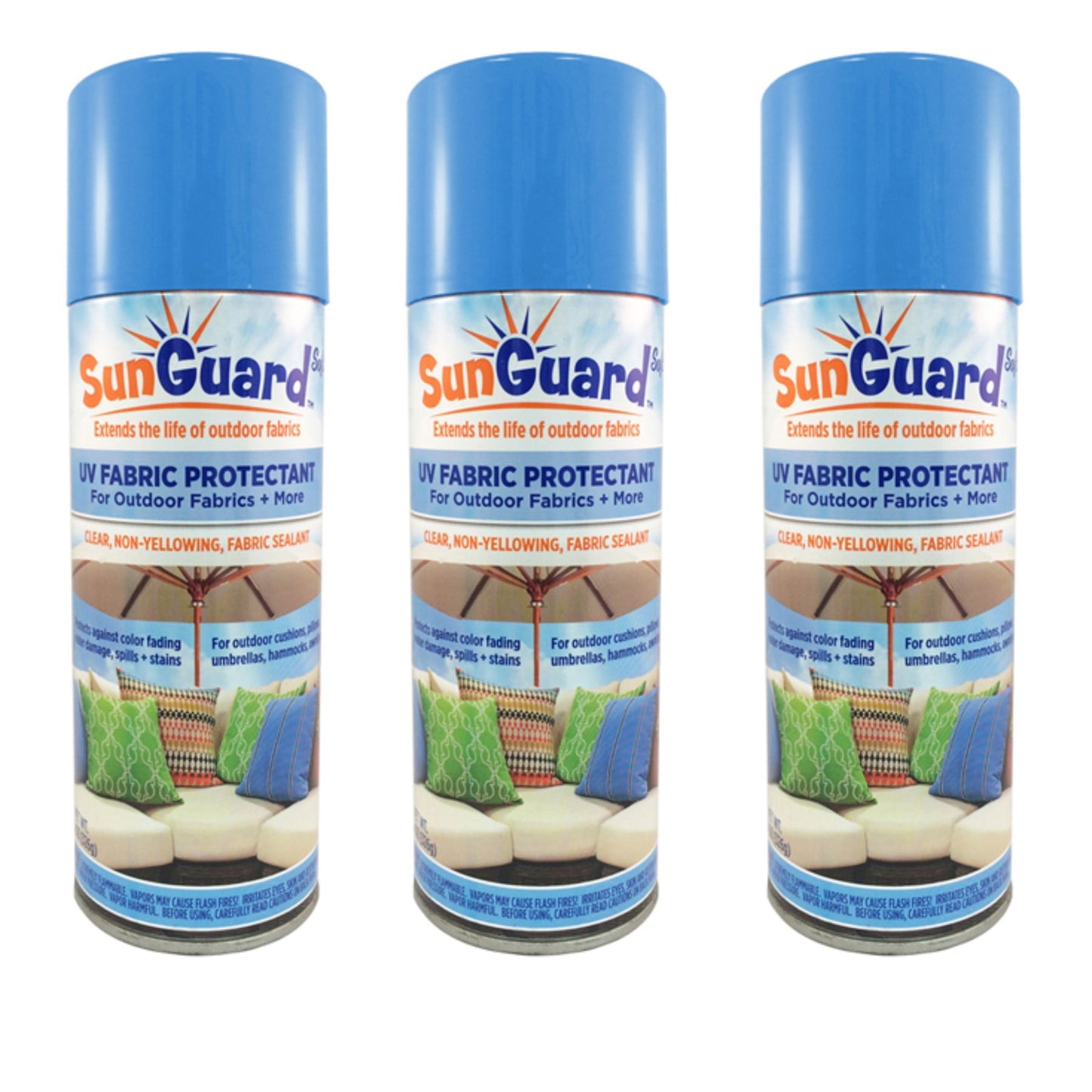 SUNGUARD Fabric UV Sealant Spray for Fading, Waterproof Protection and Stain Resistance for Outdoor & Indoor Fabrics (3-Pack)