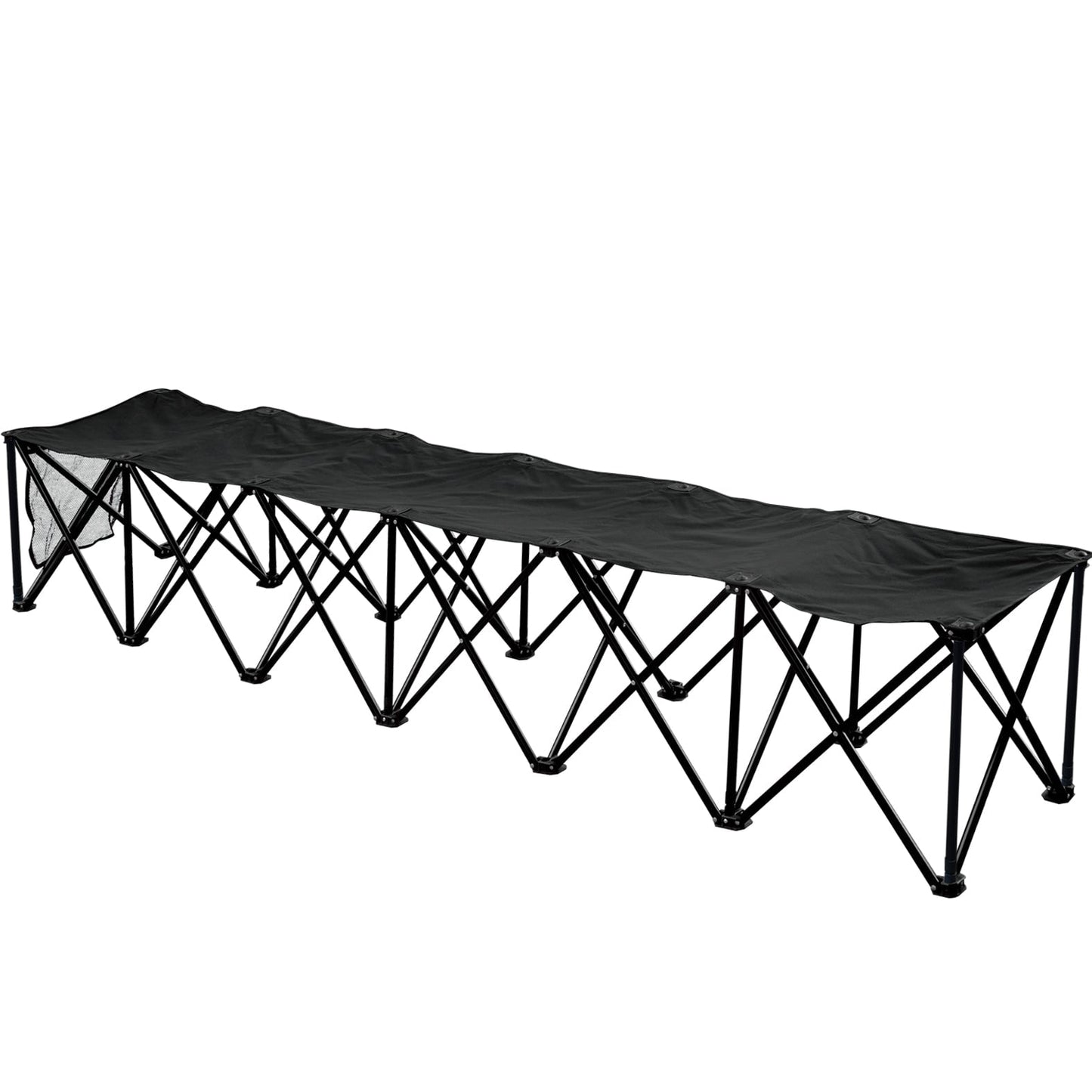 SUNRISEUMBRELLA Portable Sports Bench Sits Folding Team Sideline Bench Camping Bleacher Chair (6 Seater, Black)