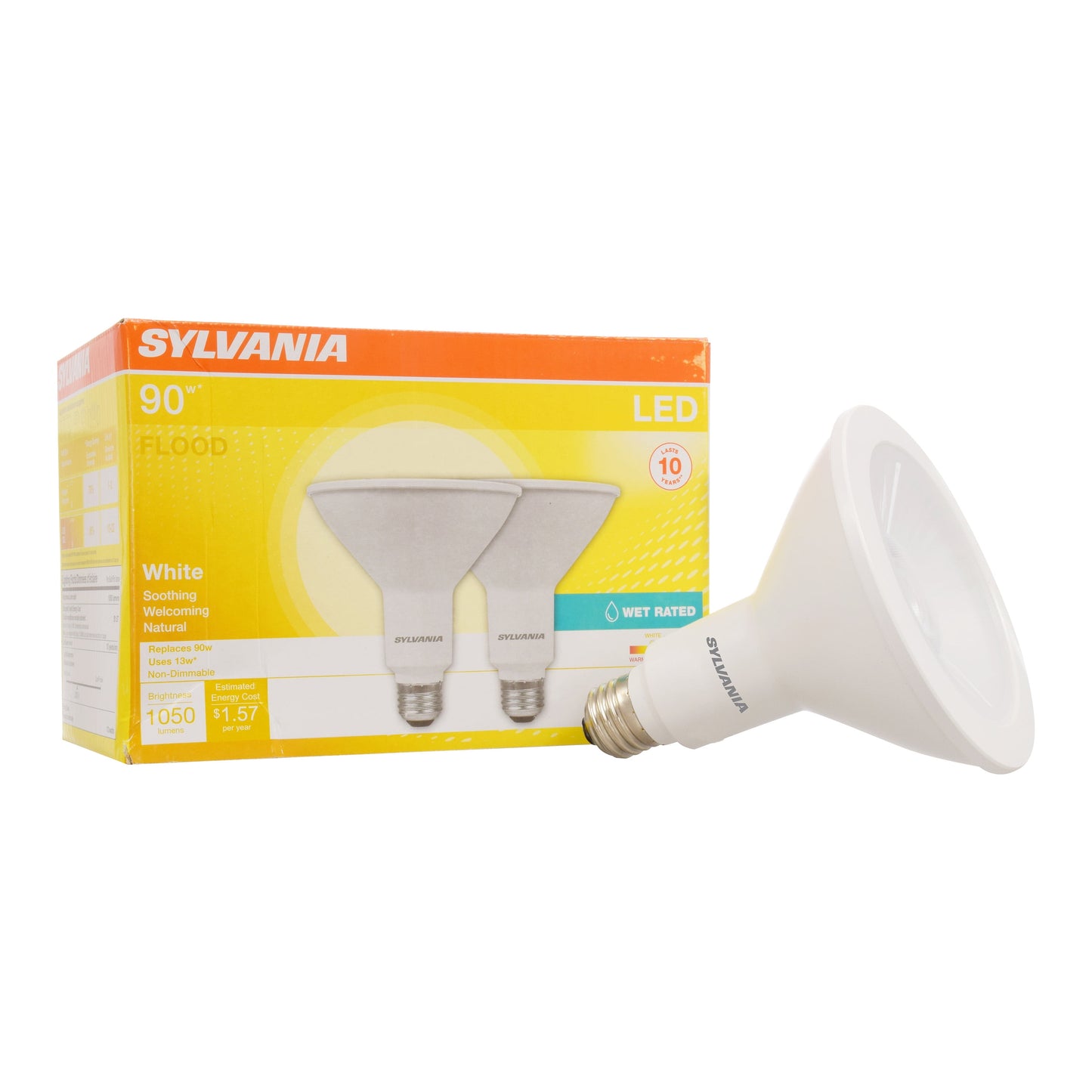 Sylvania 90-Watt Equivalent LED Flood Light Bulbs, PAR38, Bright White, 2-count