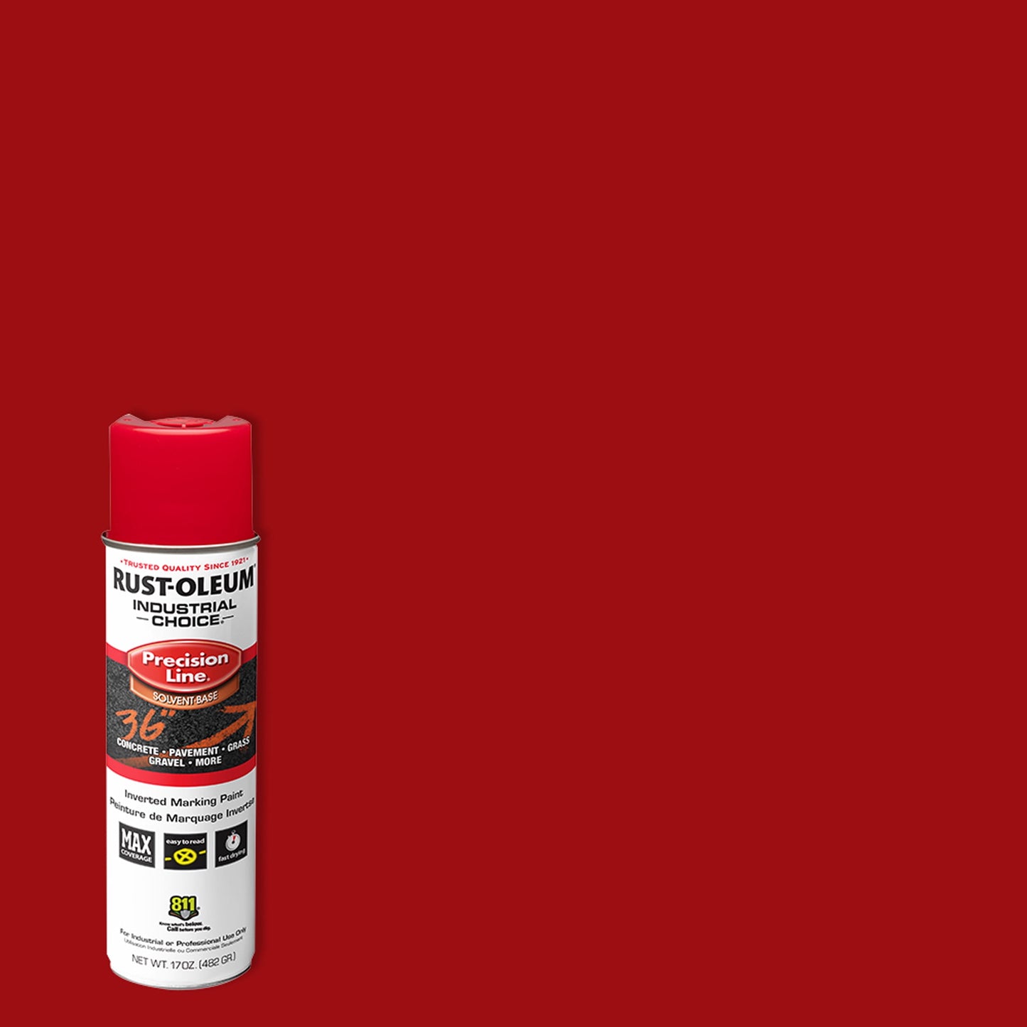 12 Pack, Safety Red, Rust-Oleum Precision Line Marking Flat Spray Paint- 17 oz