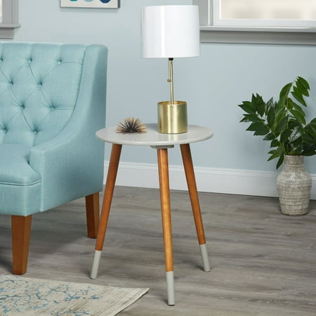 Sara Midcentury Modern End Table in Multiple Colors with Walnut Legs