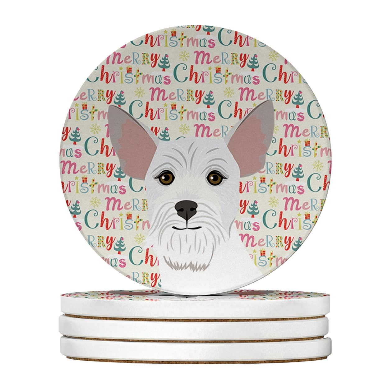 Schnauzer White #2 Christmas Large Sandstone Coasters Pack of 4 4 in x 4 in
