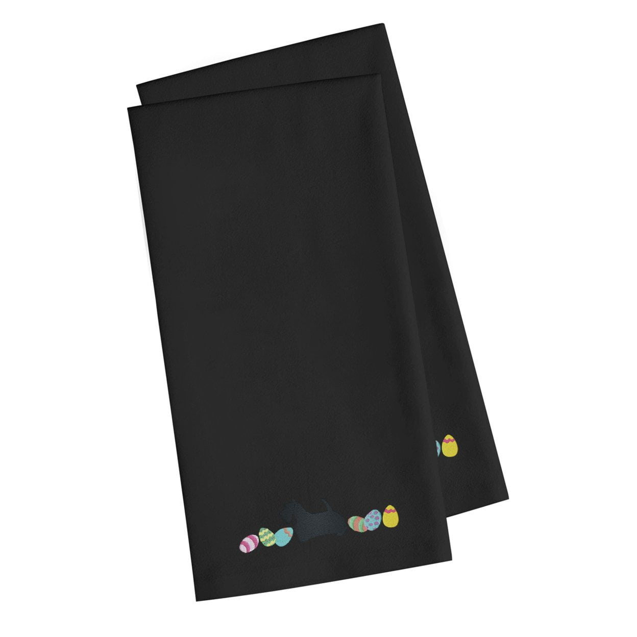Scottish Terrier Easter Black Embroidered Towel Set of 2