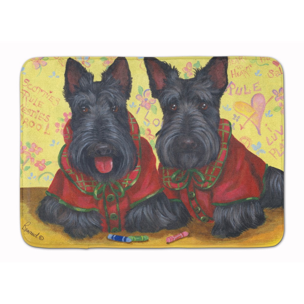 Scottish Terrier Scotties Rule Machine Washable Memory Foam Mat