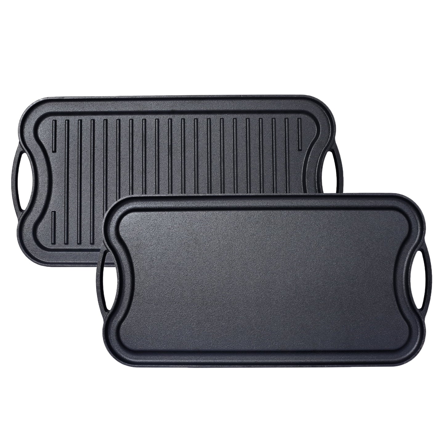 Seasoned Cast Iron Reversible Rectangular Grill/Griddle, Black,20 inch x 10inch