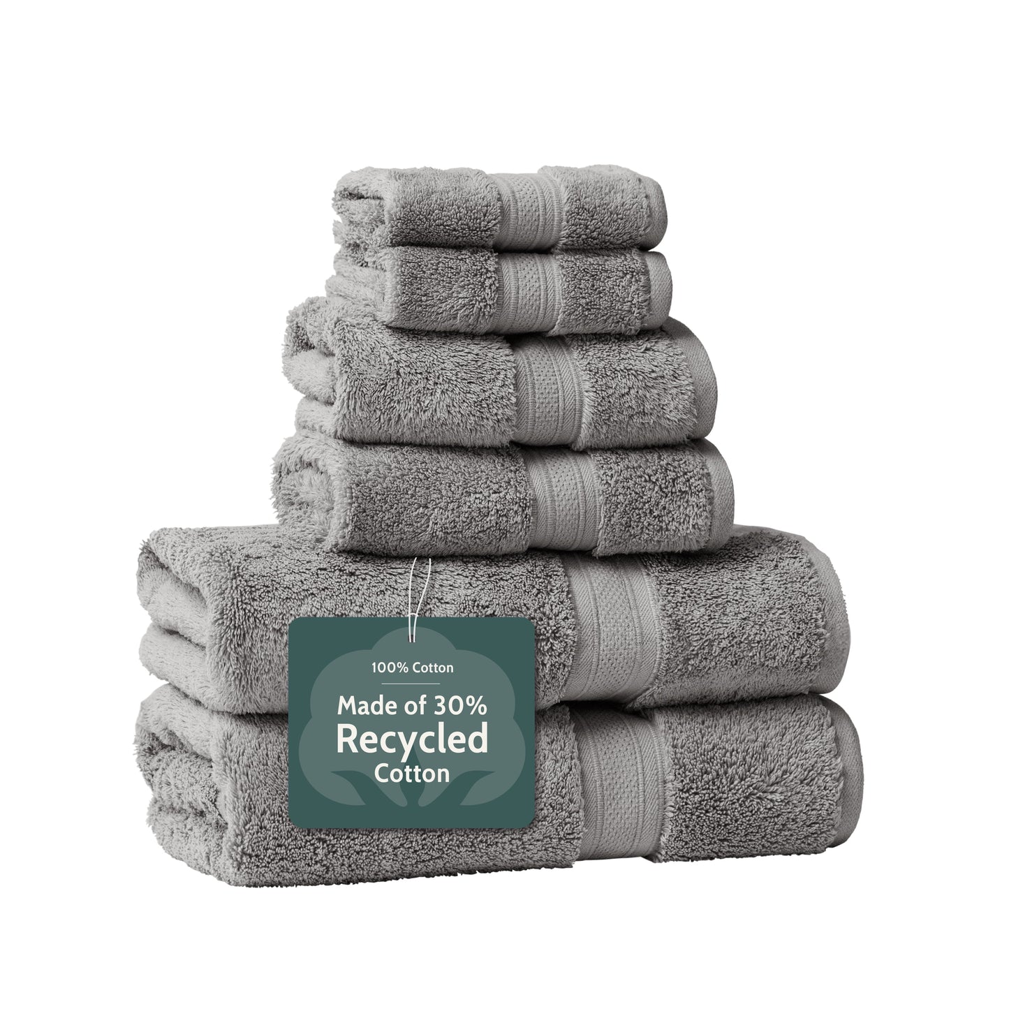 Seed & Stone Ultra-Soft 30% Recycled Cotton Bath Towels, 100% Cotton, 6-Piece Towel Set, Marine Blue